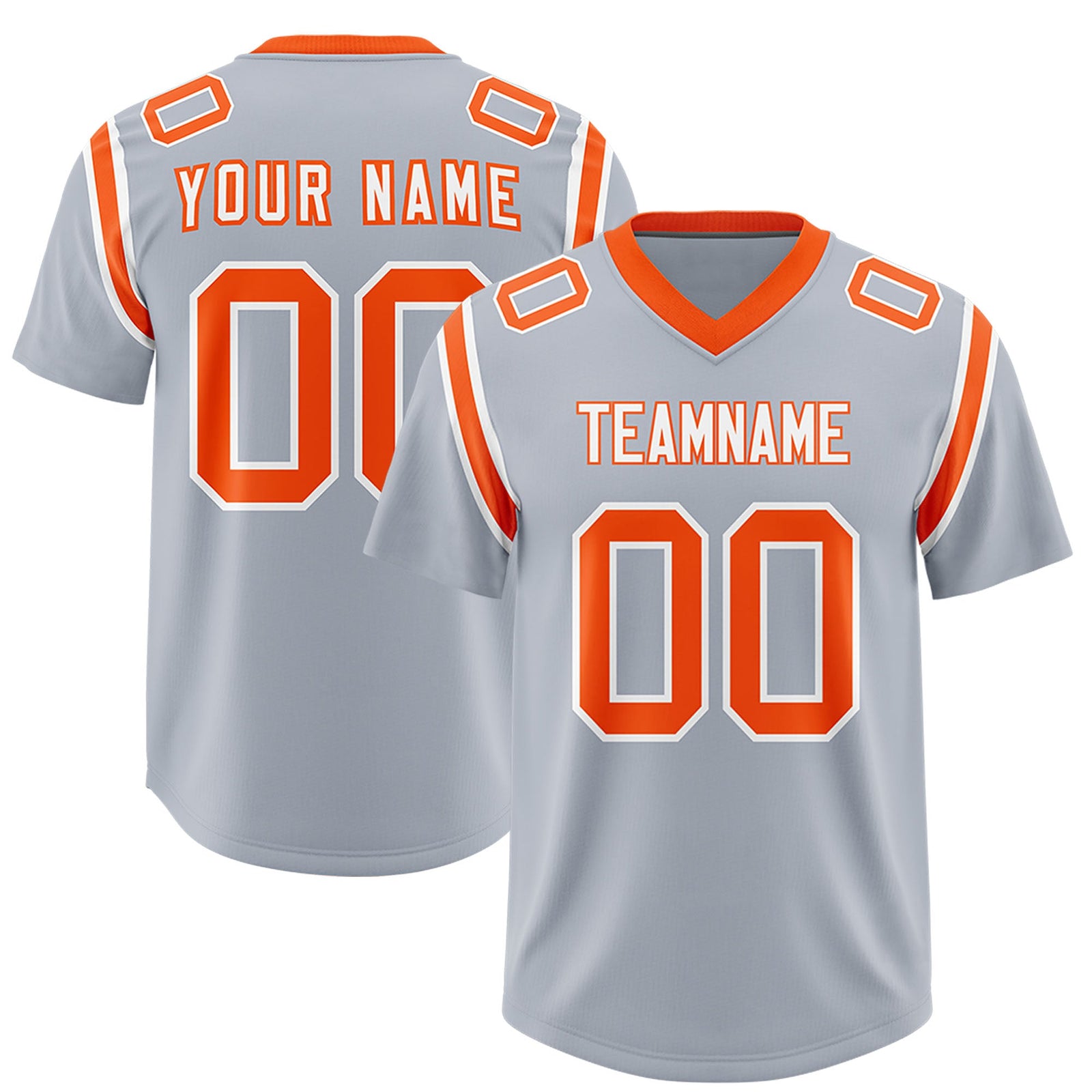 Custom Silver Personalized Shoulder Cut Two-Tone Authentic Football Jersey