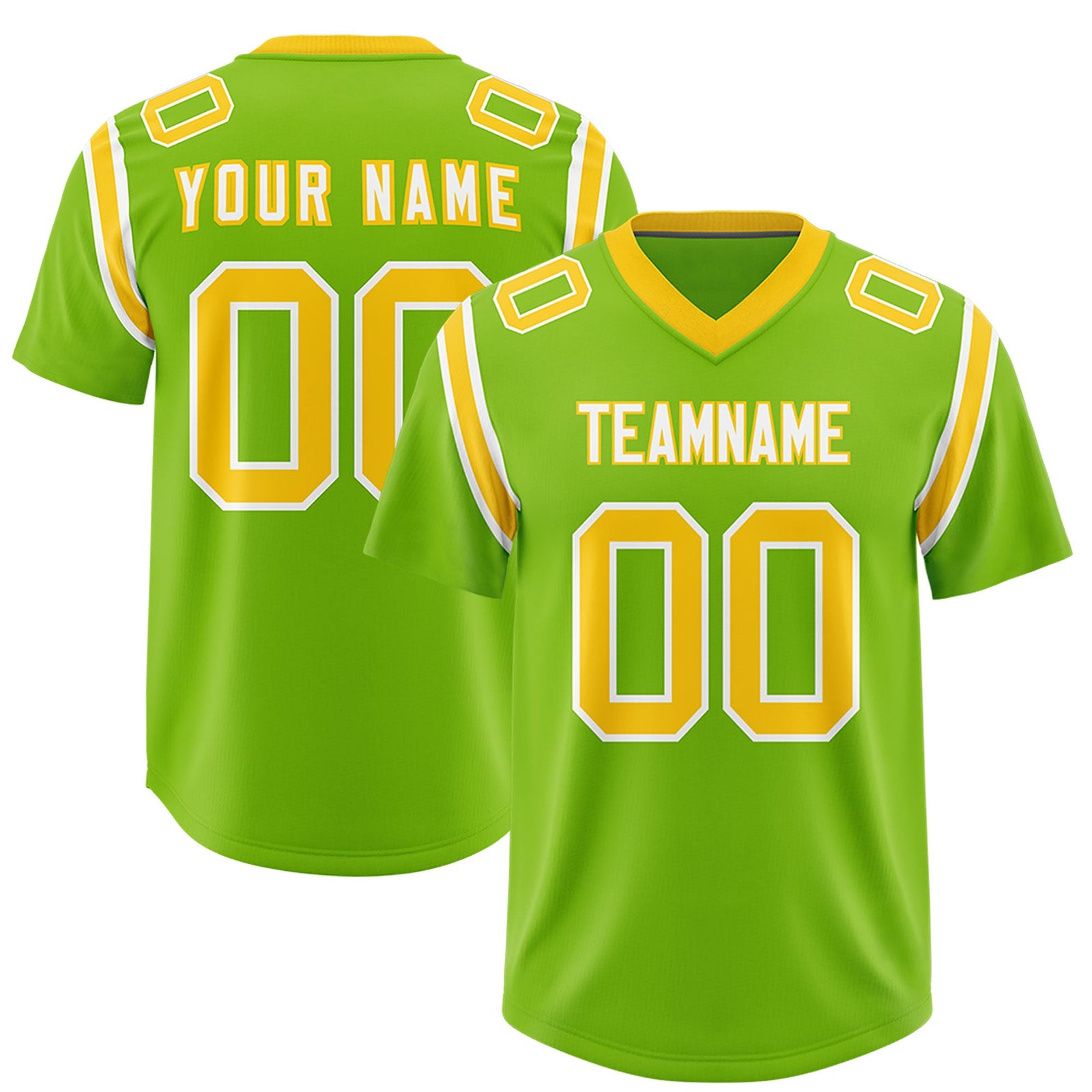 Custom Neon Green Personalized Shoulder Cut Two-Tone Authentic Football Jersey