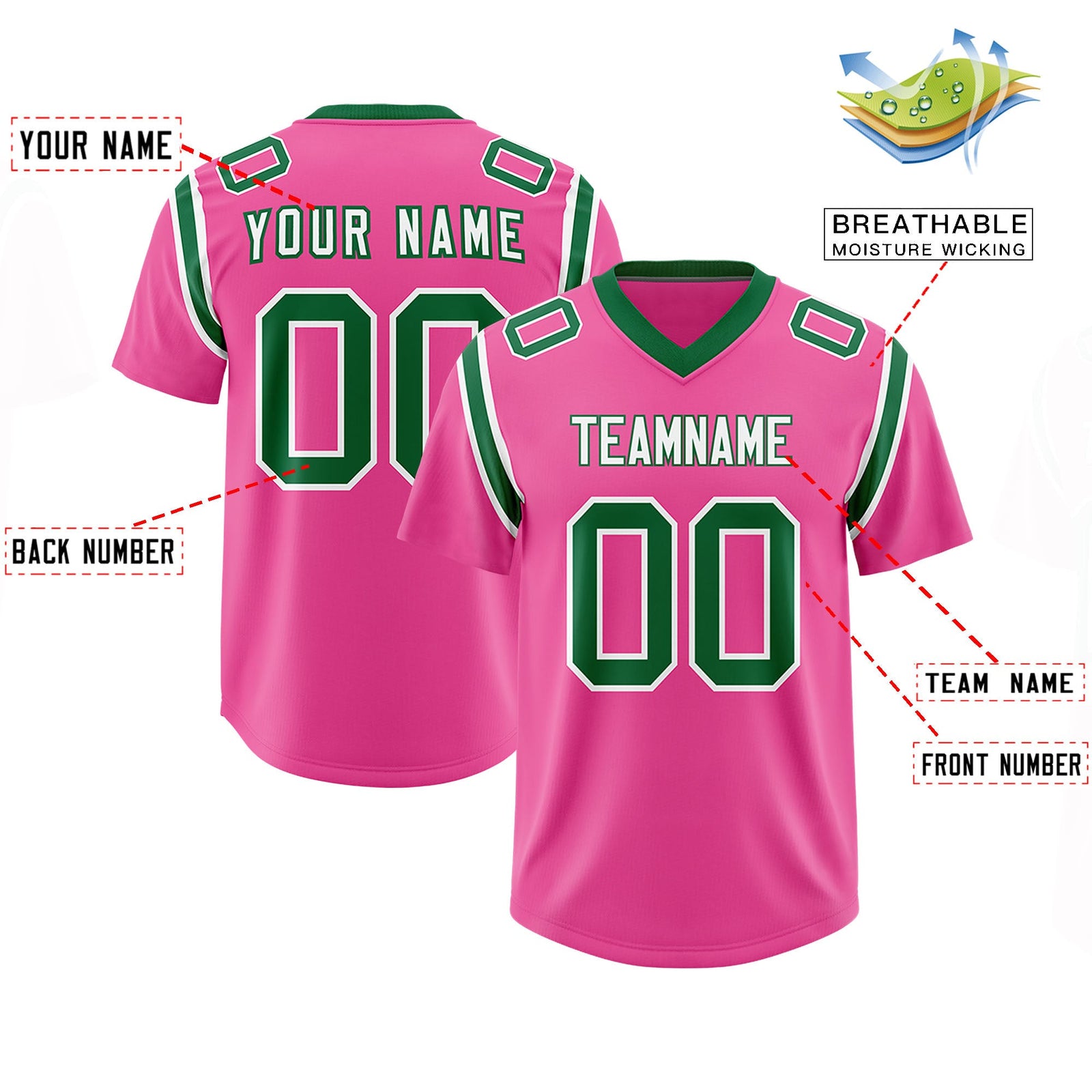 Custom Pink Personalized Shoulder Cut Two-Tone Authentic Football Jersey