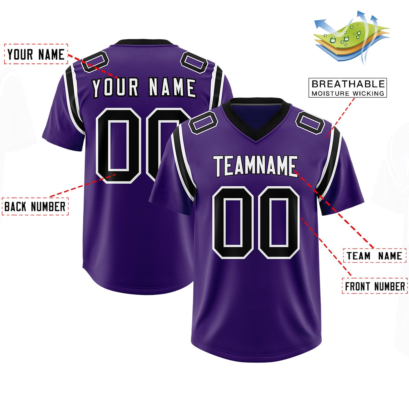 Custom Purple Personalized Shoulder Cut Two-Tone Authentic Football Jersey