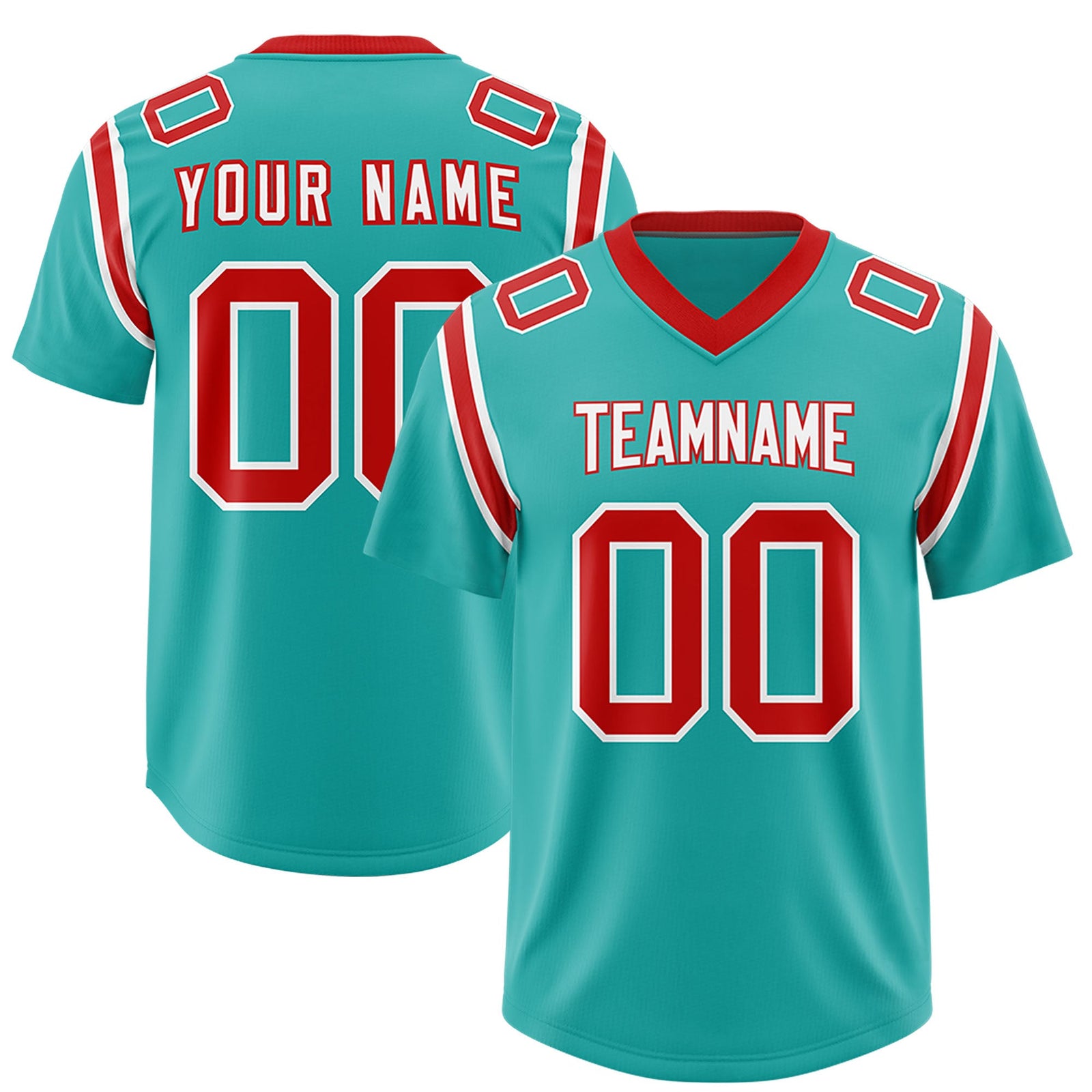 Custom Aqua Personalized Shoulder Cut Two-Tone Authentic Football Jersey