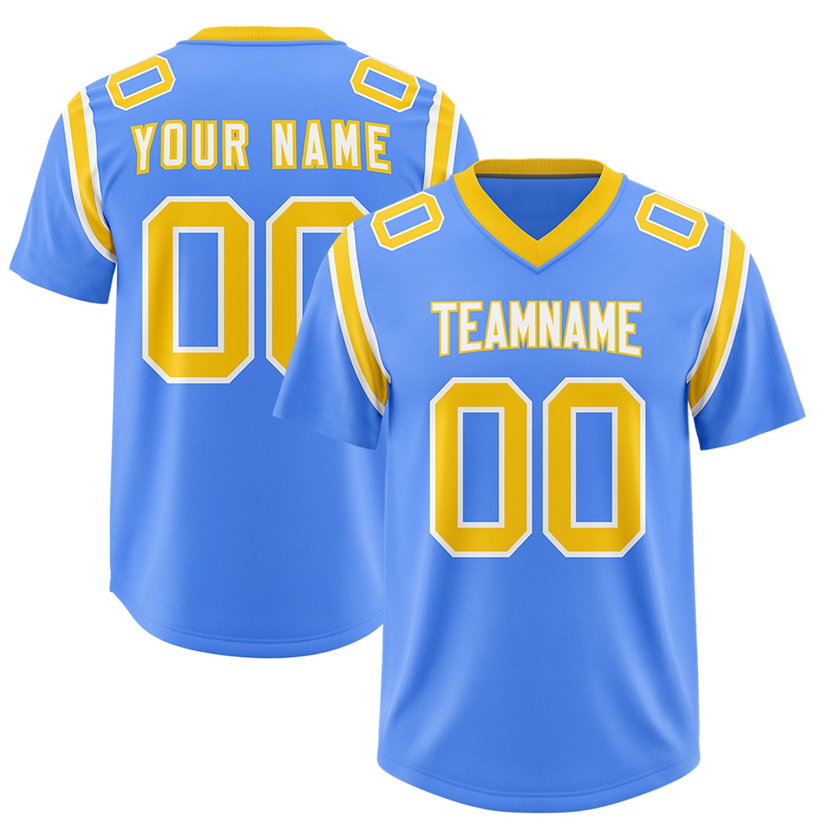 Custom Powder Blue Personalized Shoulder Cut Two-Tone Authentic Football Jersey
