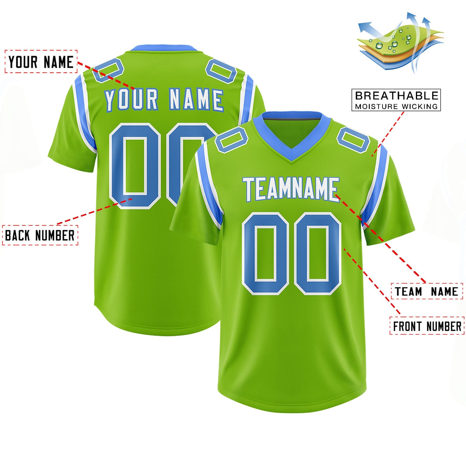 Custom Neon Green Personalized Shoulder Cut Two-Tone Authentic Football Jersey