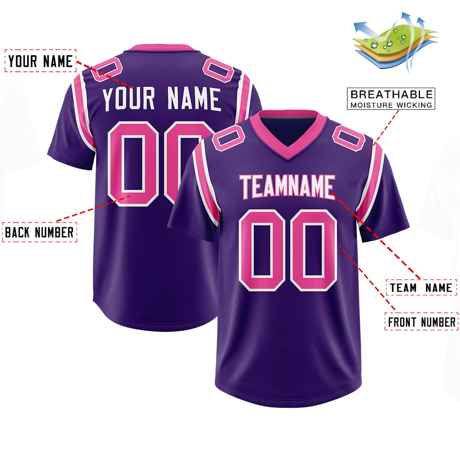 Custom Purple Personalized Shoulder Cut Two-Tone Authentic Football Jersey