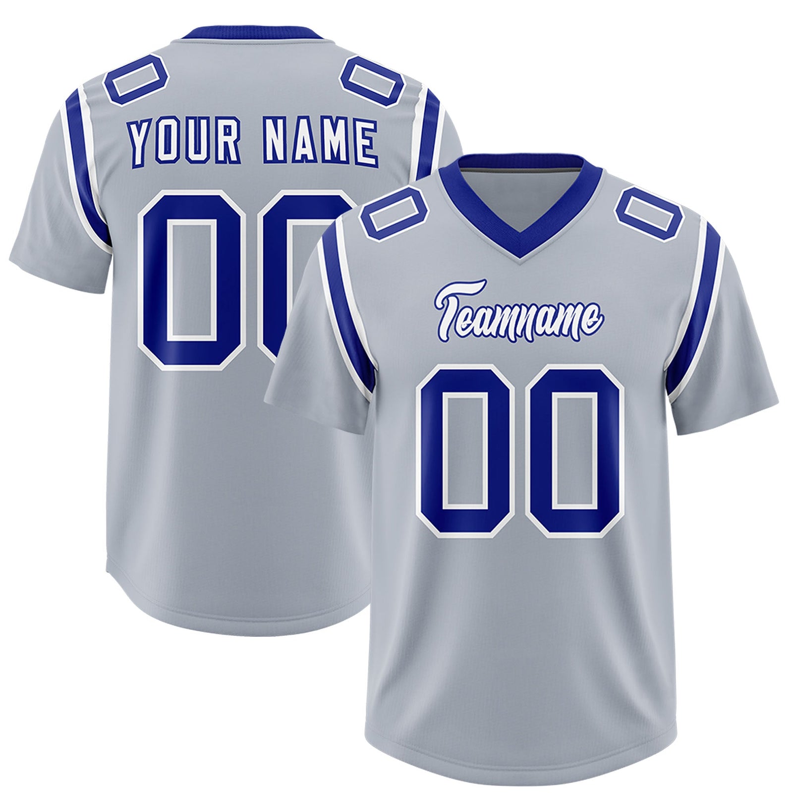 Custom Silver Personalized Shoulder Cut Two-Tone Authentic Football Jersey