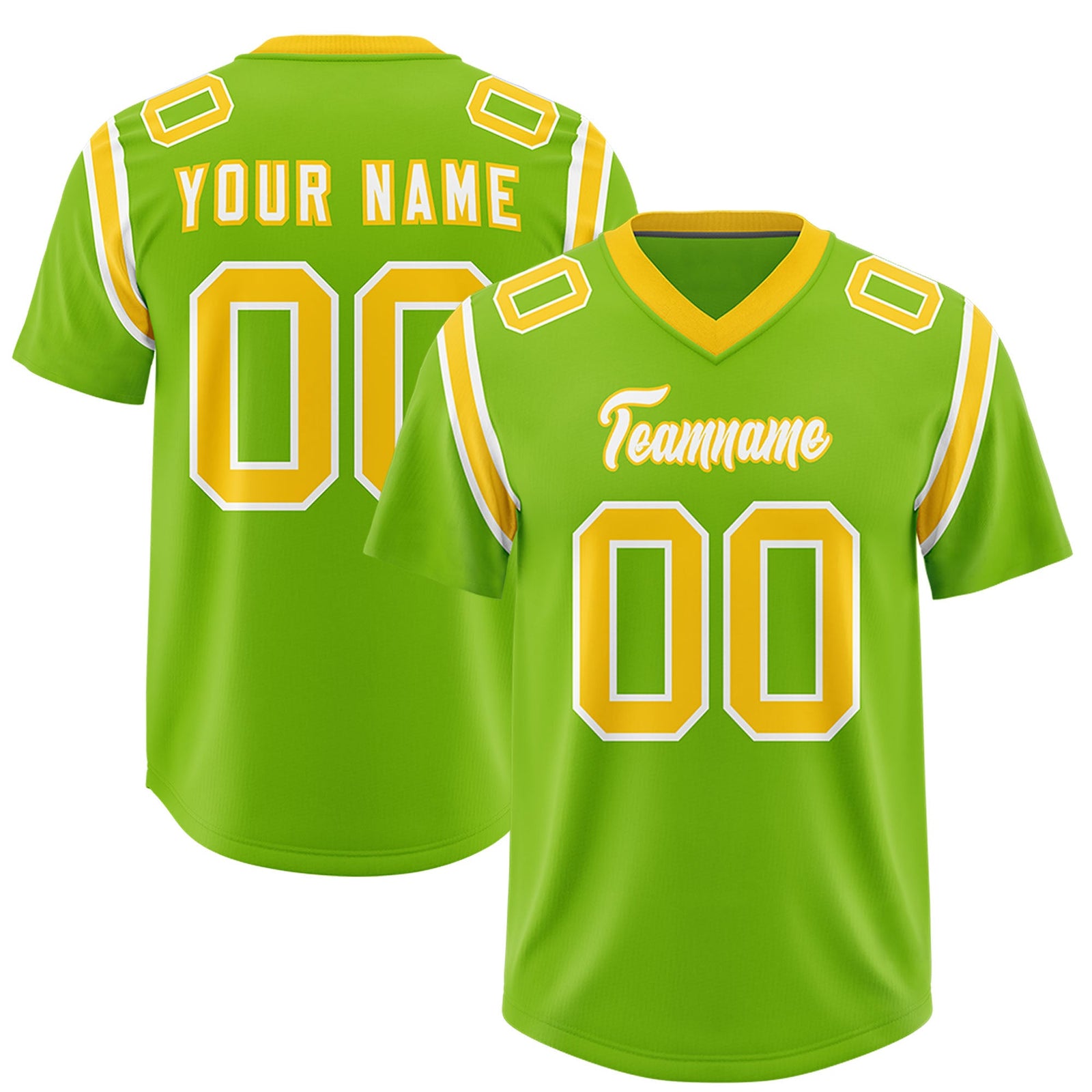 Custom Neon Green Personalized Shoulder Cut Two-Tone Authentic Football Jersey