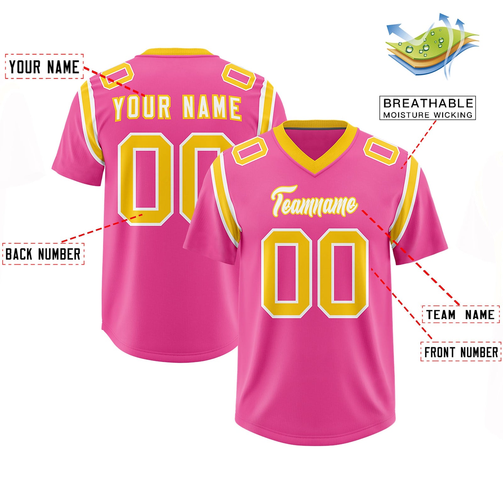 Custom Pink Personalized Shoulder Cut Two-Tone Authentic Football Jersey