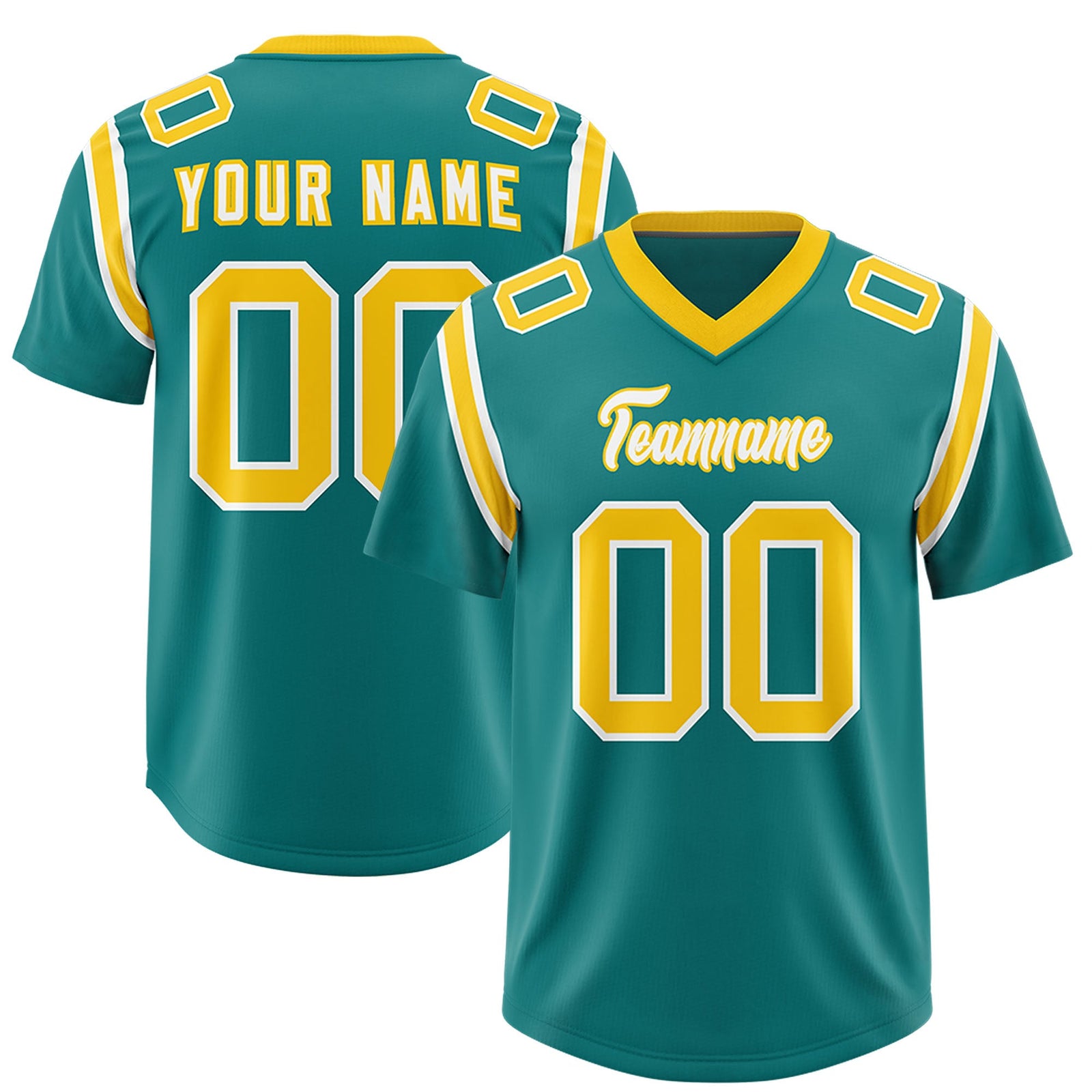 Custom Aqua Personalized Shoulder Cut Two-Tone Authentic Football Jersey