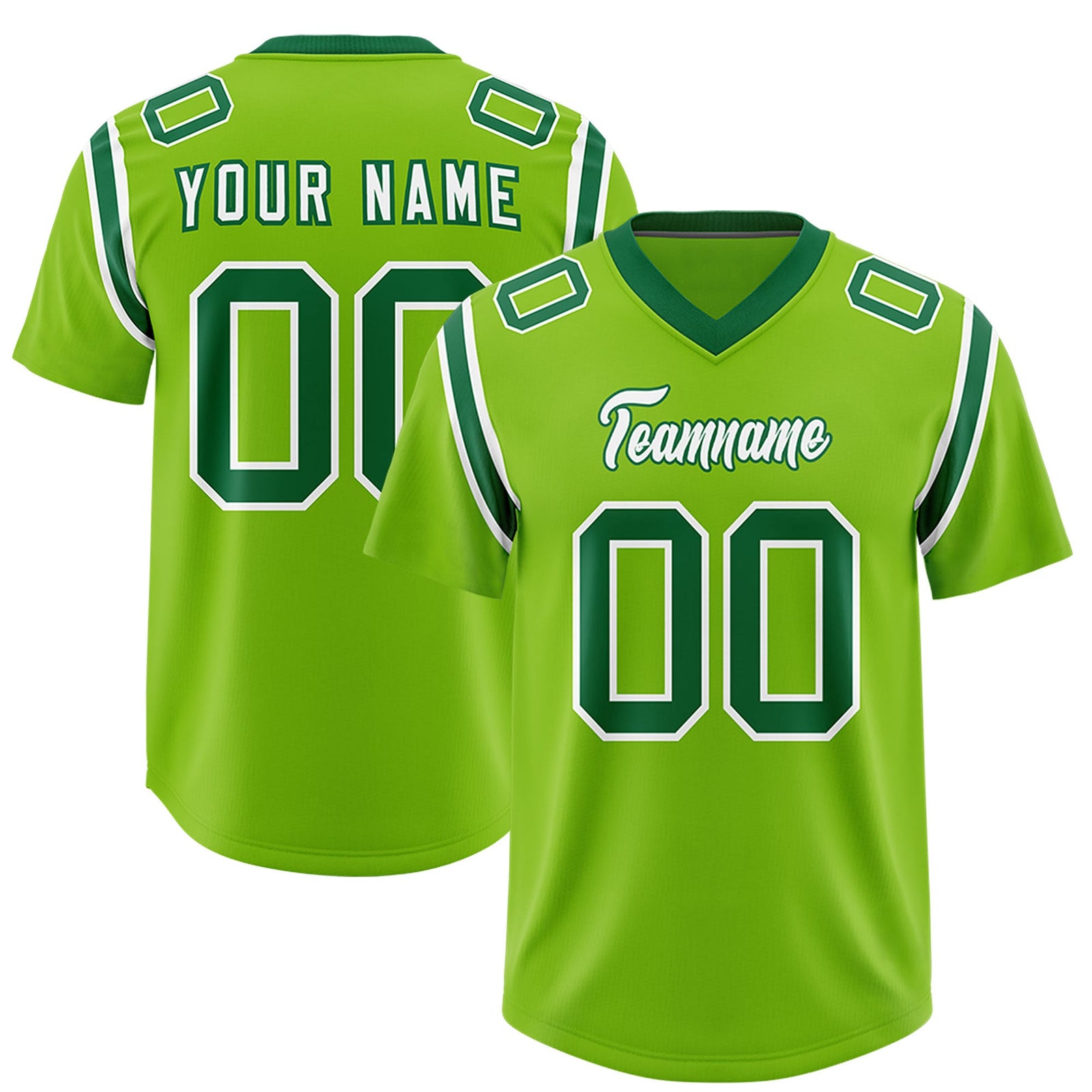 Custom Neon Green Personalized Shoulder Cut Two-Tone Authentic Football Jersey