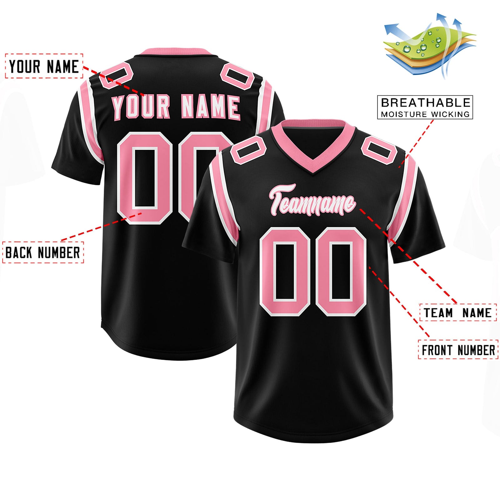 Custom Black Personalized Shoulder Cut Two-Tone Authentic Football Jersey
