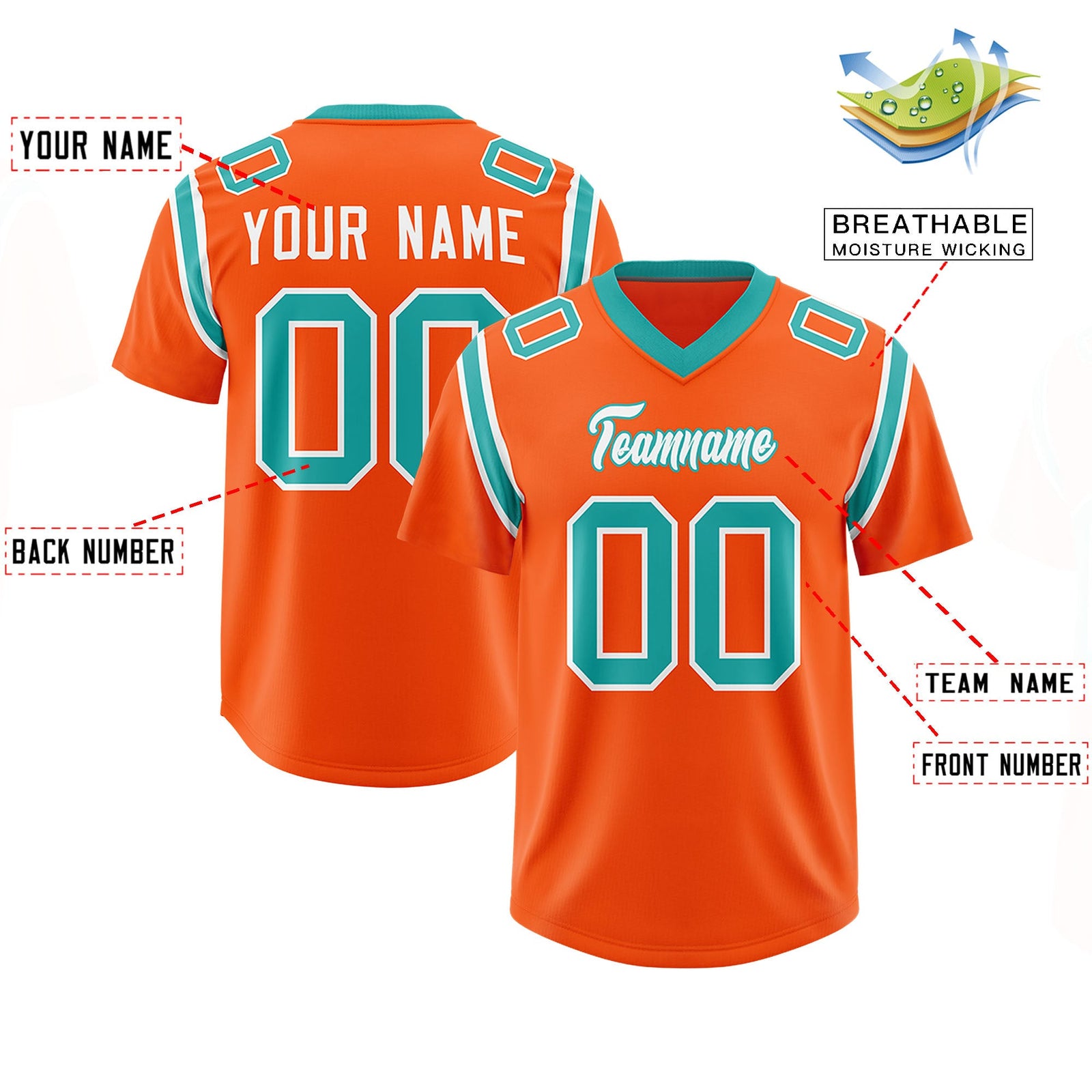 Custom Orange Personalized Shoulder Cut Two-Tone Authentic Football Jersey