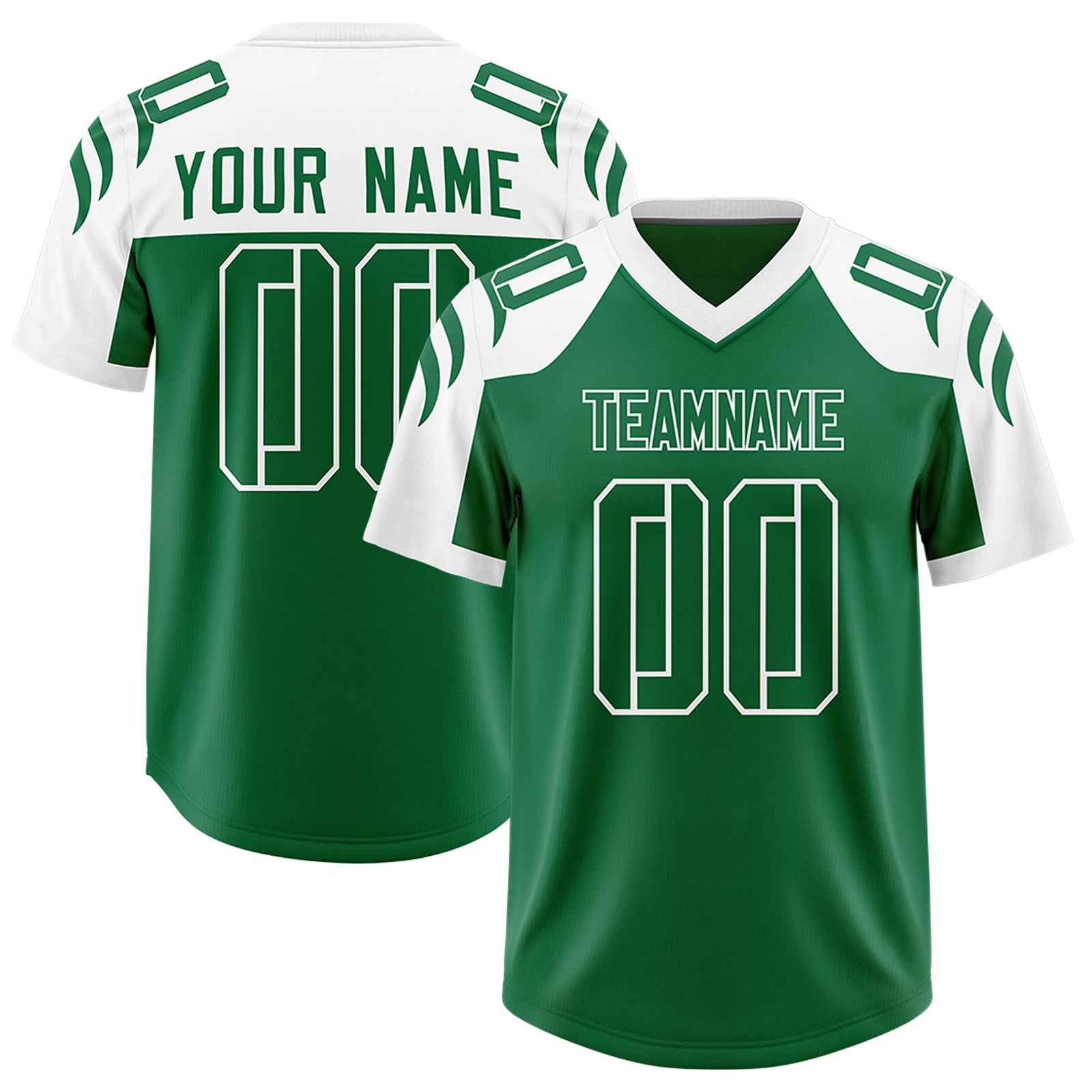 Custom Kelly Green White Raglan Sleeves Personalized Pattern Authentic Football Jersey
