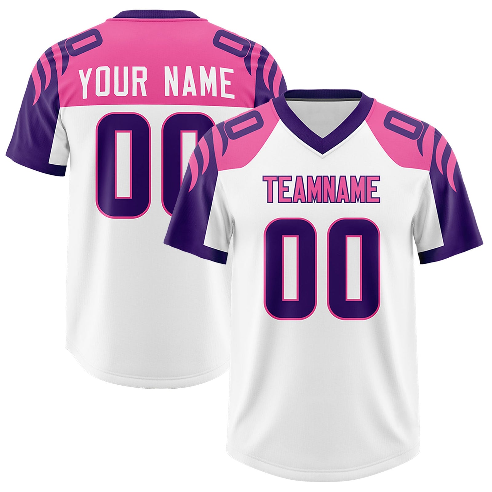 Custom White Purple Raglan Sleeves Personalized Pattern Authentic Football Jersey
