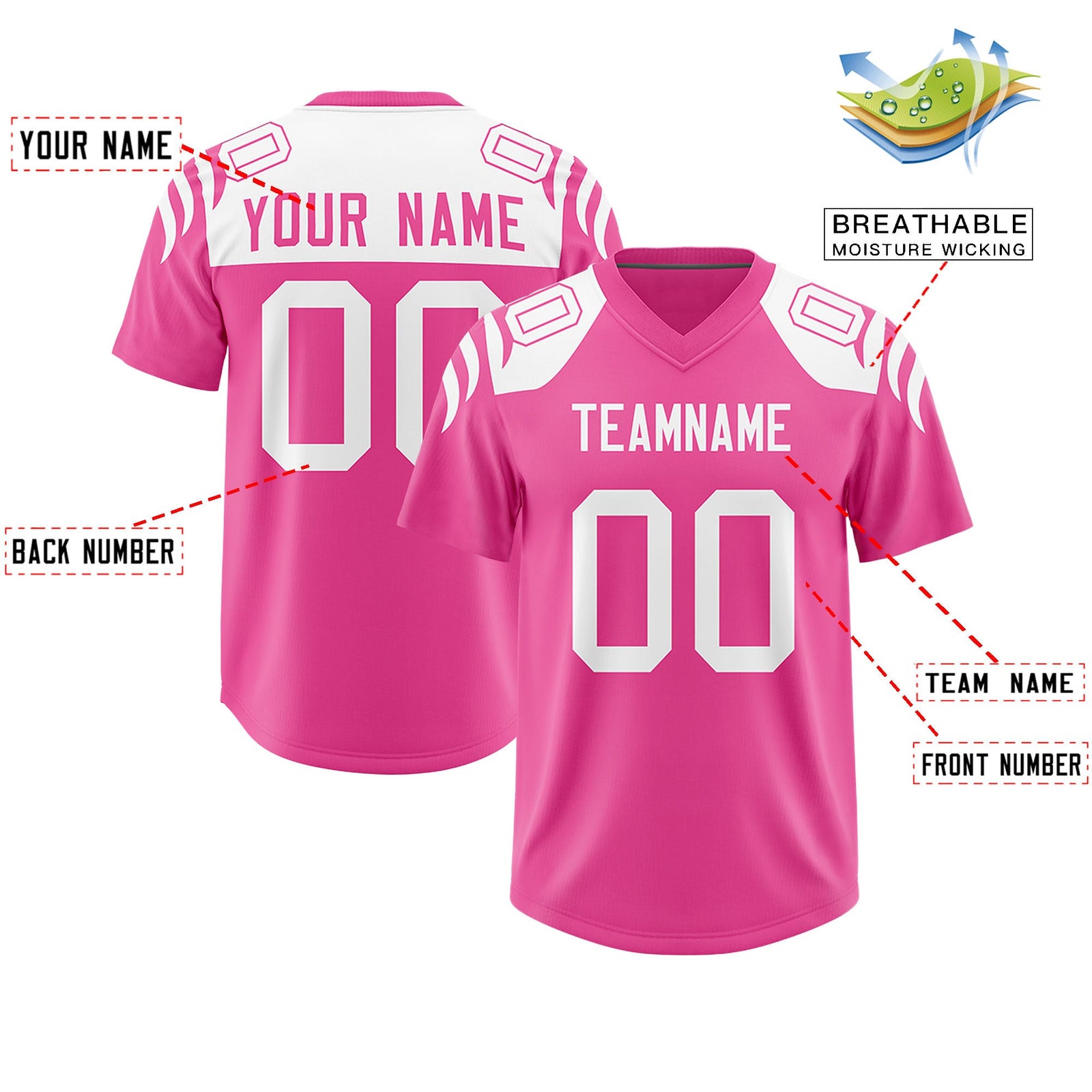 Custom Pink Pink Raglan Sleeves Personalized Pattern Authentic Football Jersey