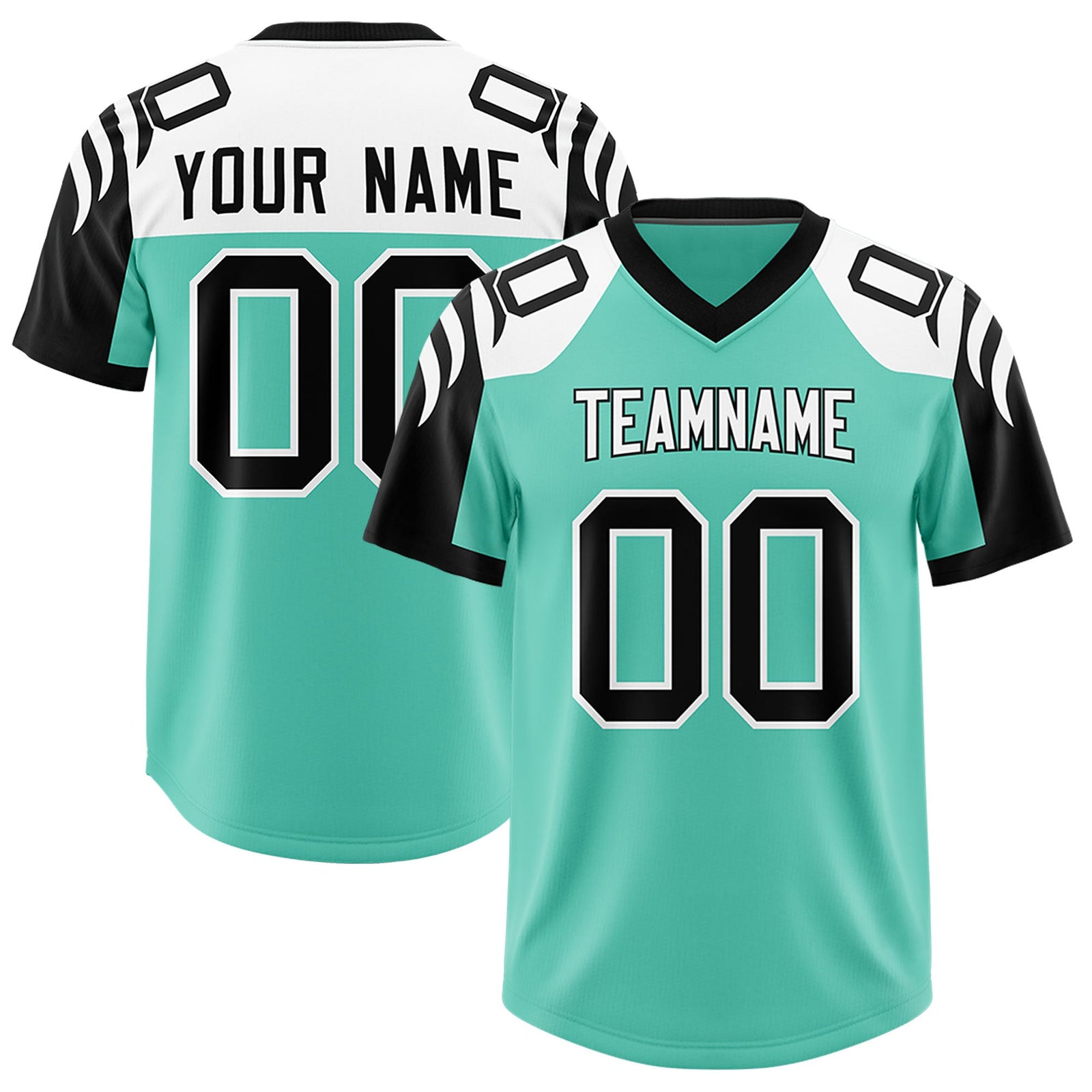 Custom Bright Green Black Raglan Sleeves Personalized Pattern Authentic Football Jersey
