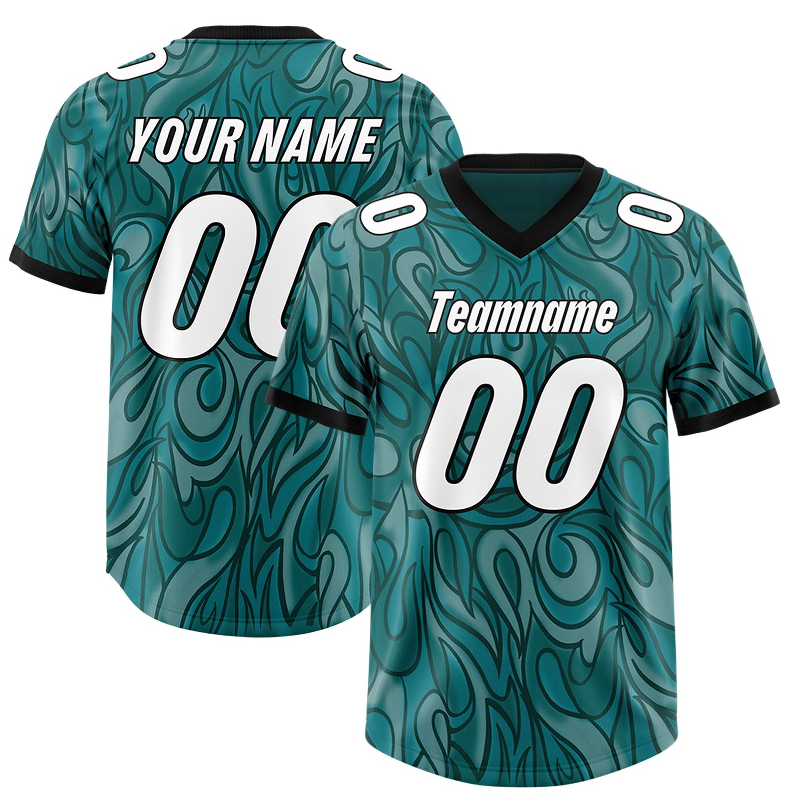 Custom Aqua Personalized Printed Graffiti Pattern Design Authentic Football Jersey
