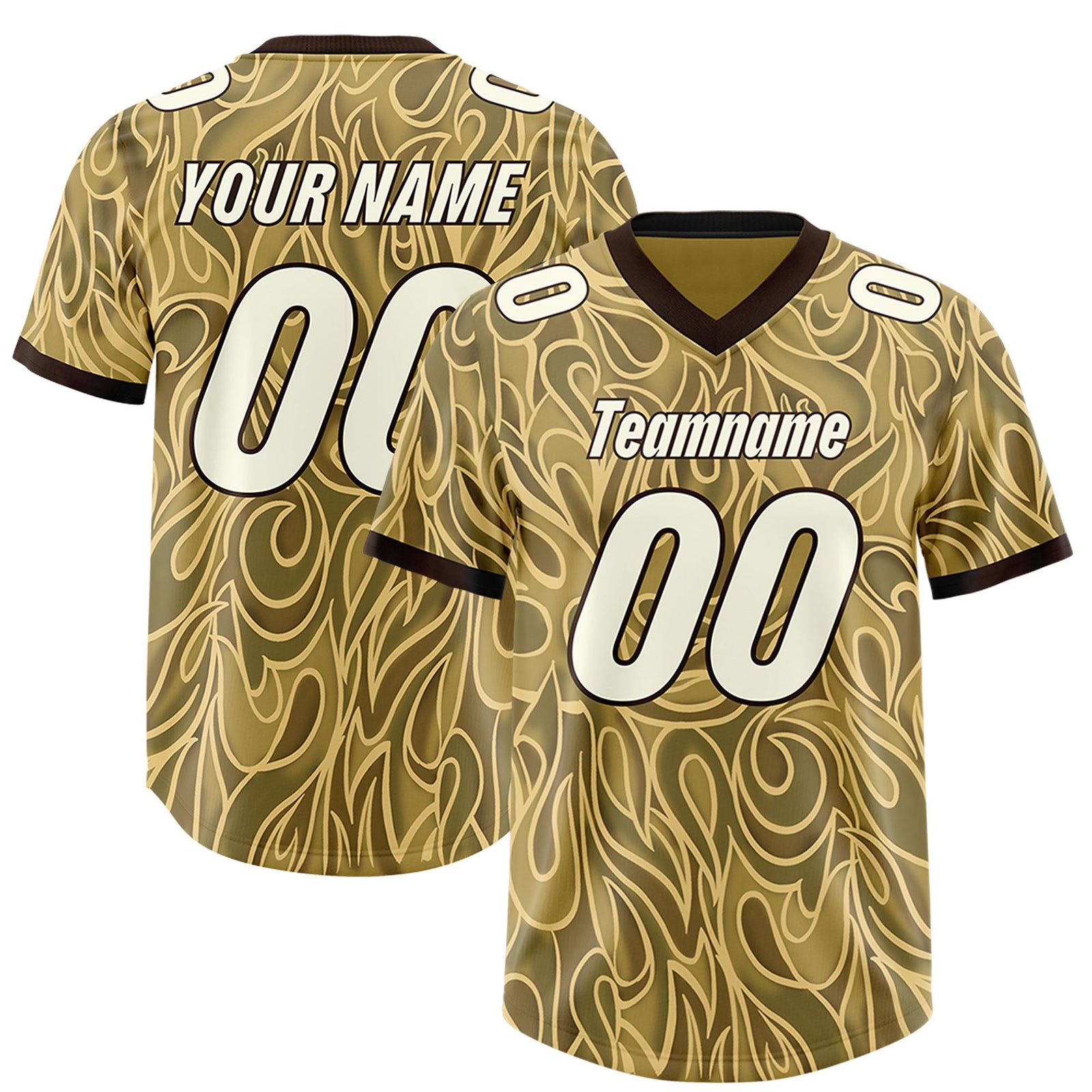 Custom Khaki Personalized Printed Graffiti Pattern Design Authentic Football Jersey