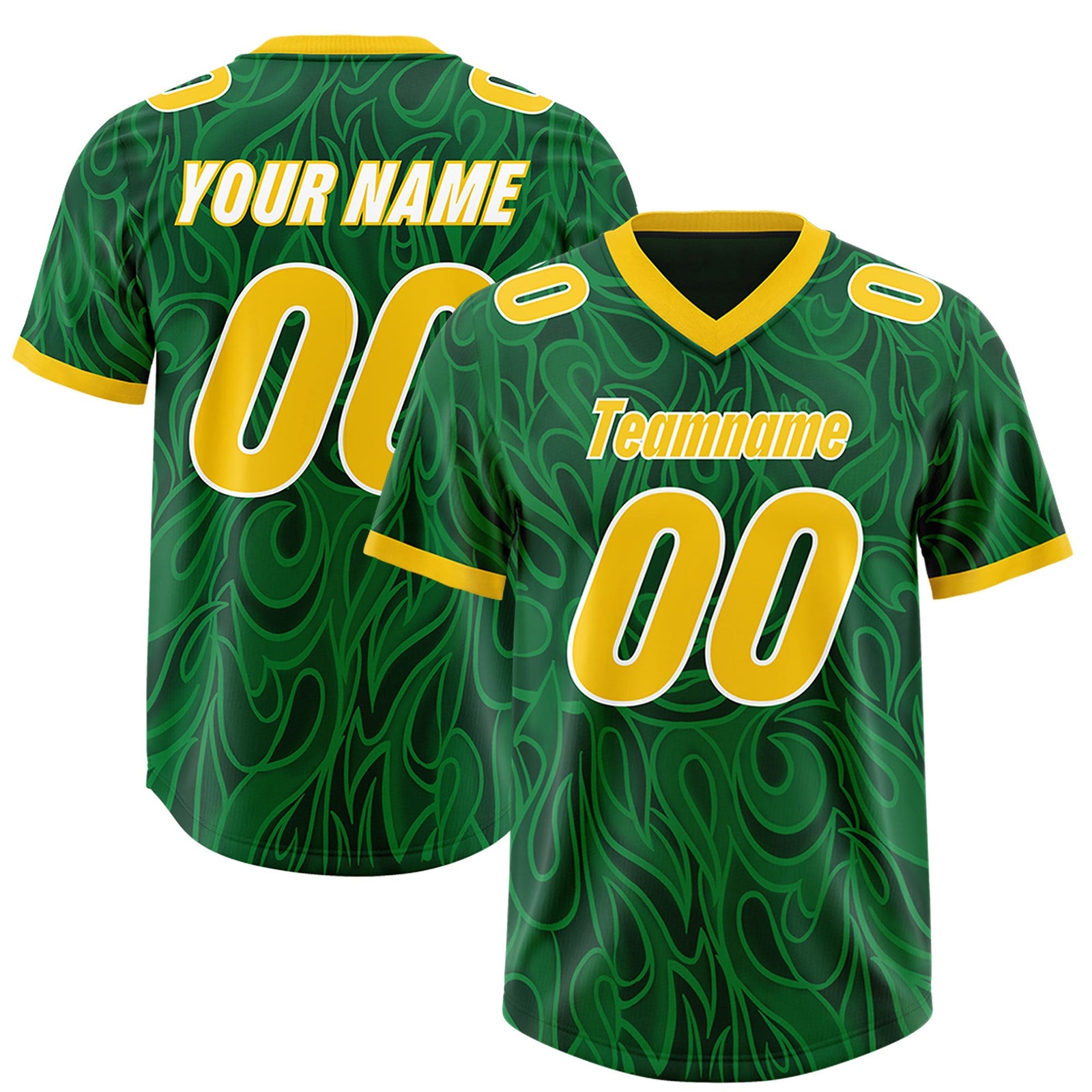 Custom Green Personalized Printed Graffiti Pattern Design Authentic Football Jersey