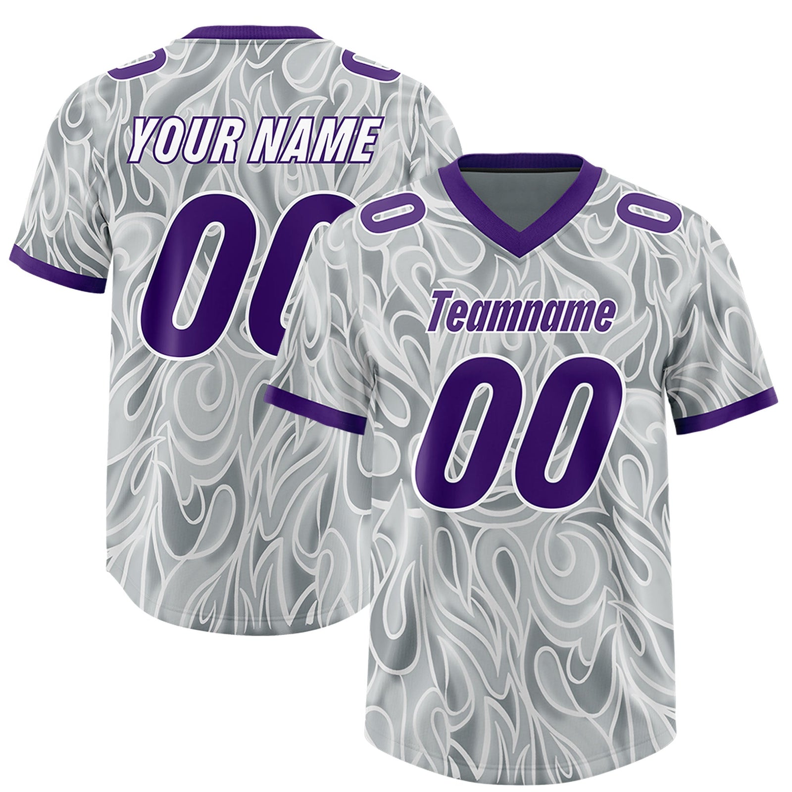 Custom Grey Personalized Printed Graffiti Pattern Design Authentic Football Jersey