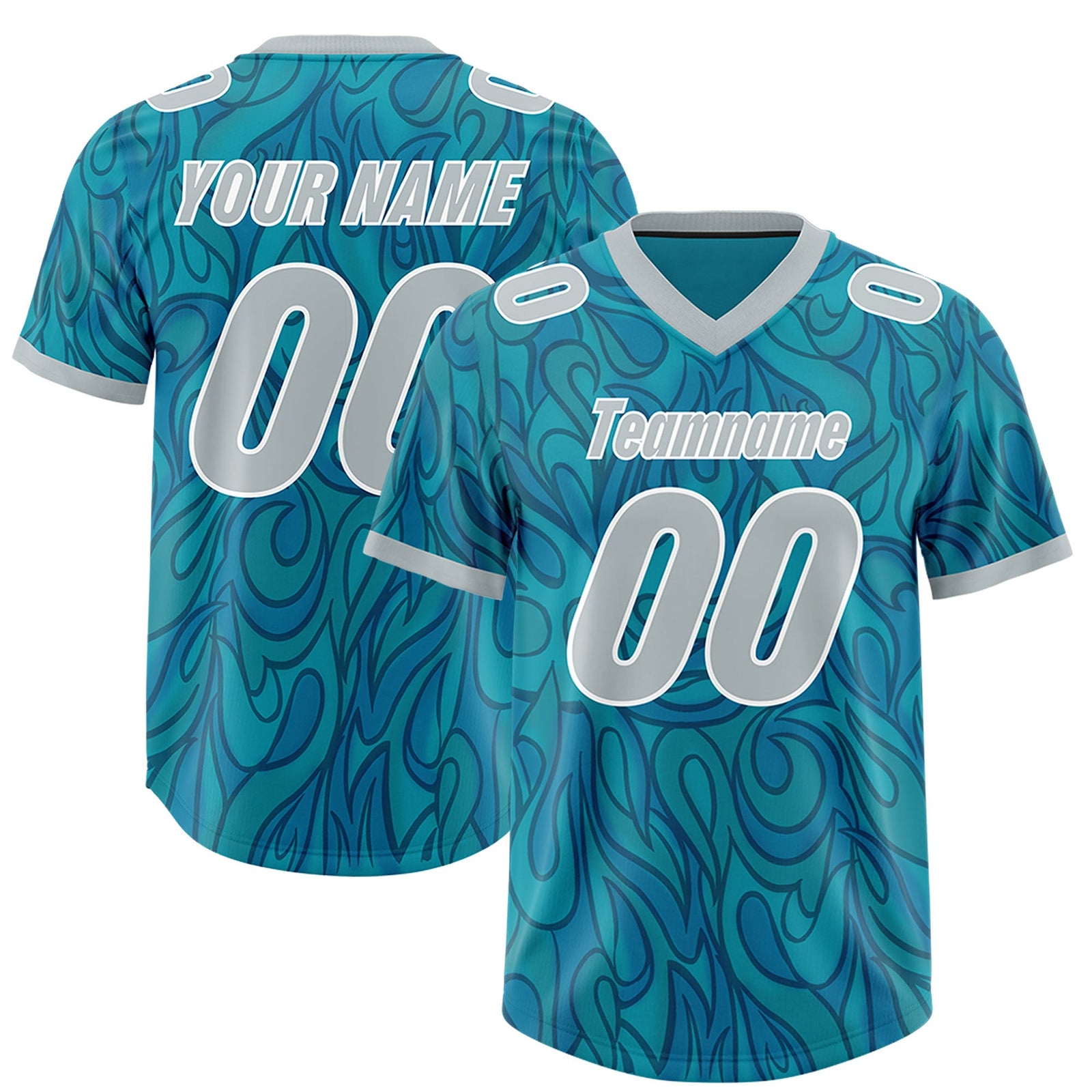 Custom Aqua Personalized Printed Graffiti Pattern Design Authentic Football Jersey