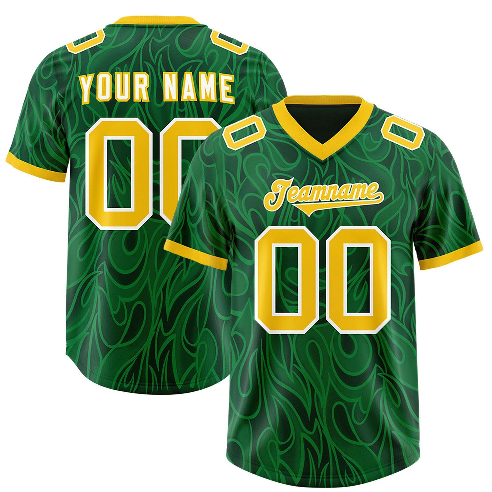 Custom Green Personalized Printed Graffiti Pattern Design Authentic Football Jersey
