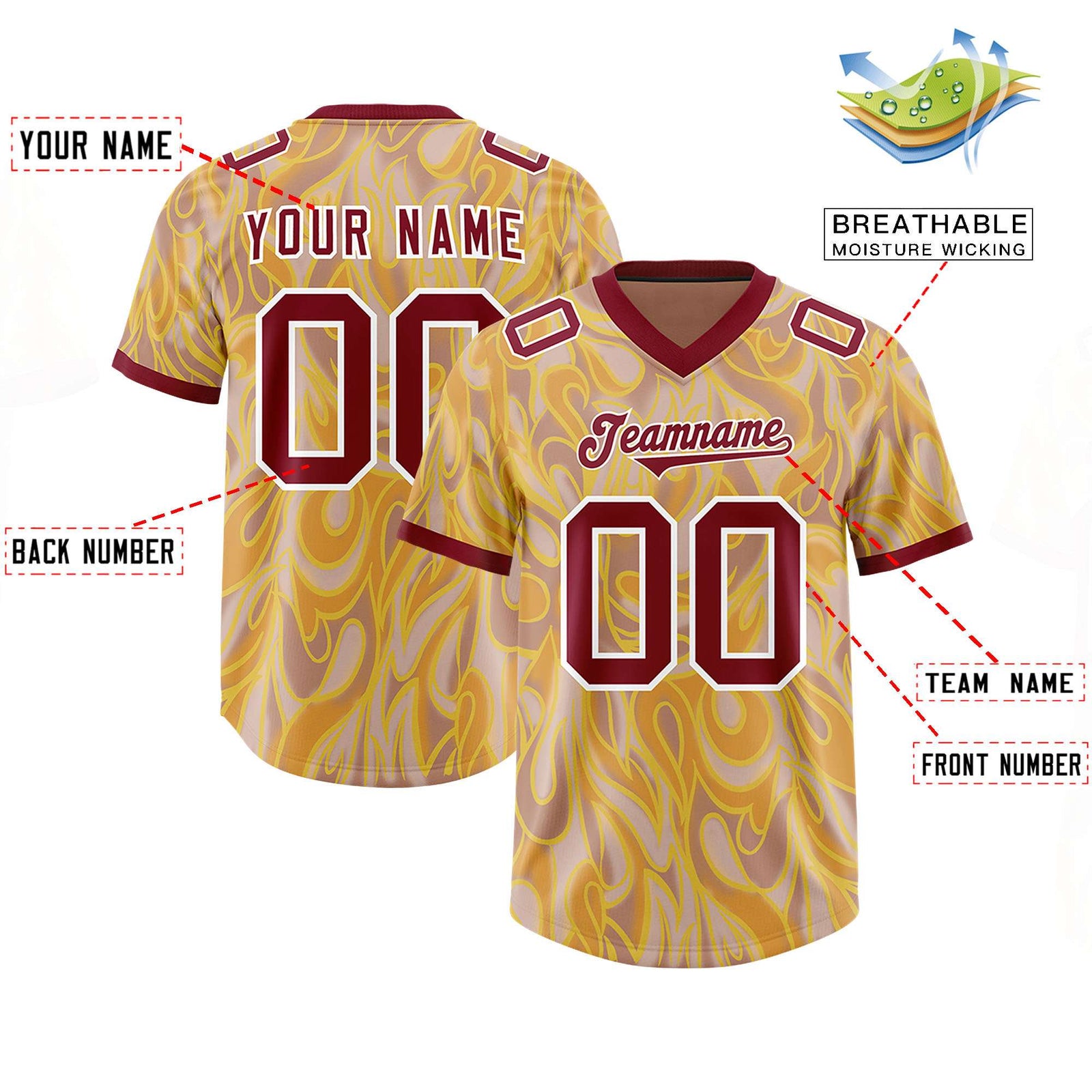 Custom Khaki Personalized Printed Graffiti Pattern Design Authentic Football Jersey