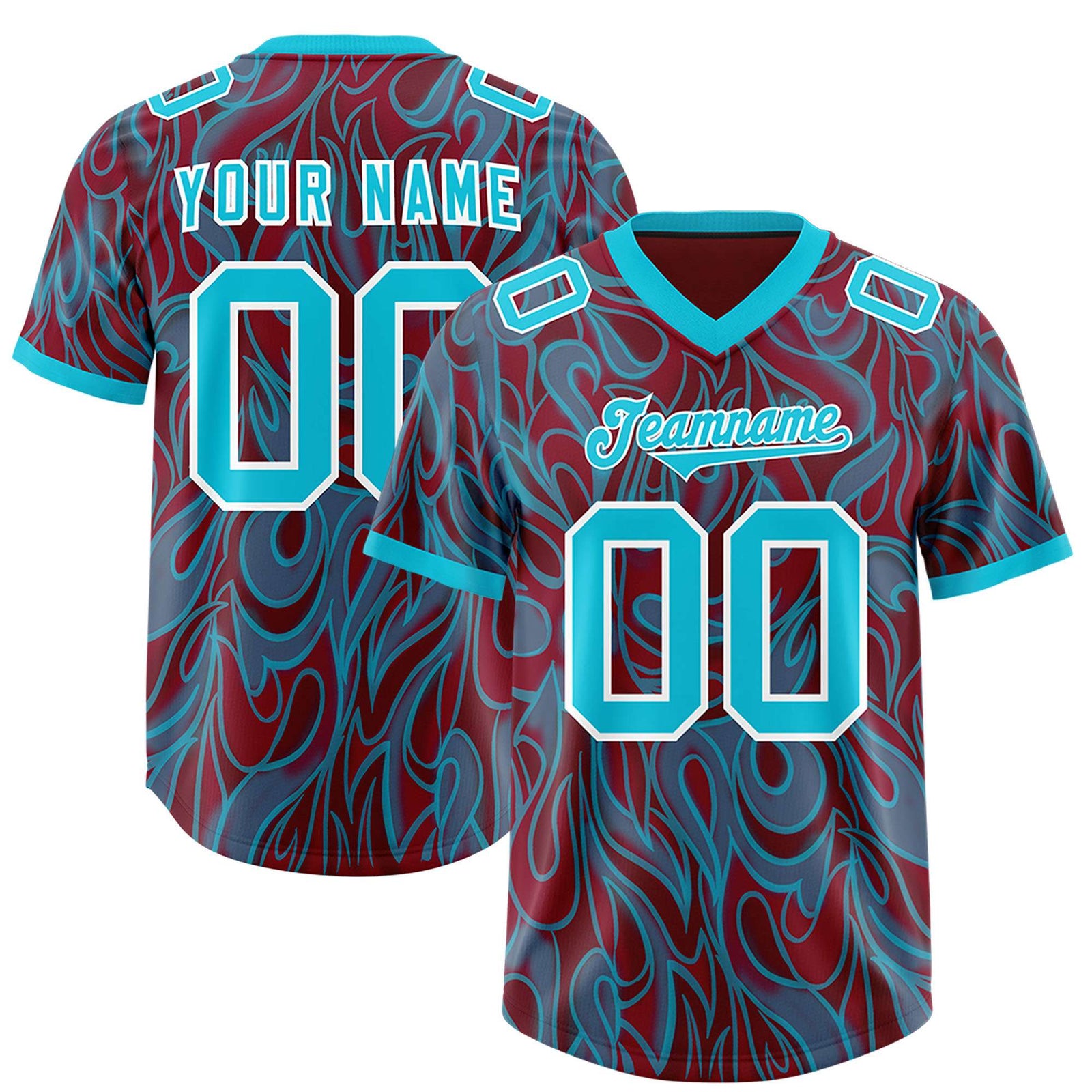 Custom Crimson Personalized Printed Graffiti Pattern Design Authentic Football Jersey