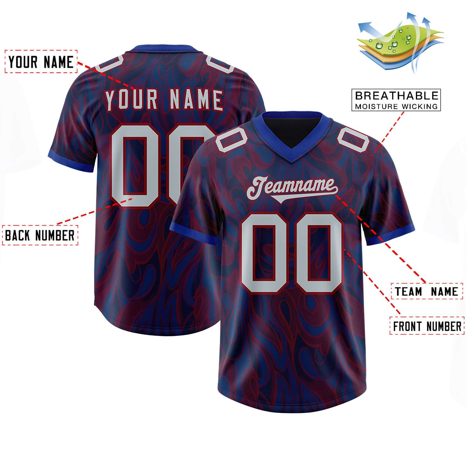 Custom Navy Personalized Printed Graffiti Pattern Design Authentic Football Jersey