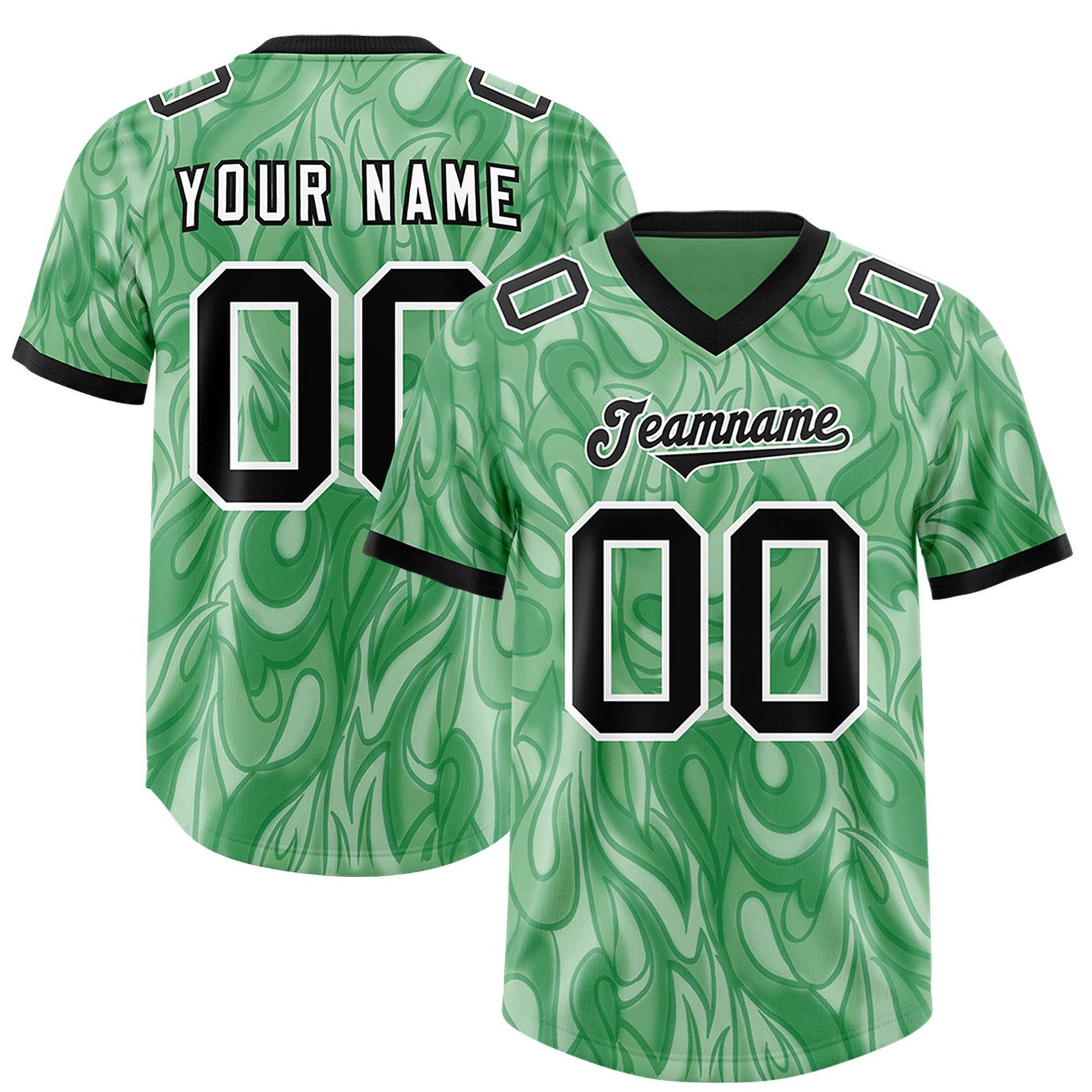 Custom Green Personalized Printed Graffiti Pattern Design Authentic Football Jersey