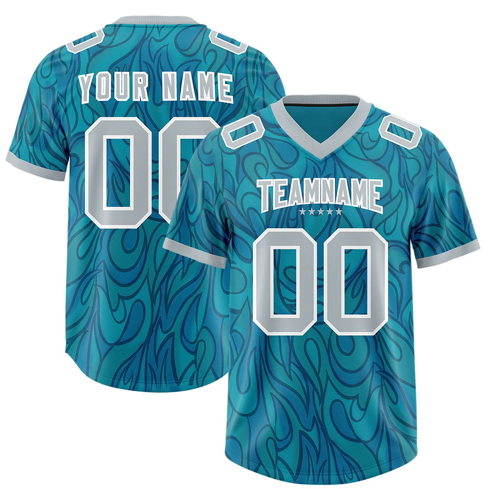 Custom Aqua Personalized Printed Graffiti Pattern Design Authentic Football Jersey