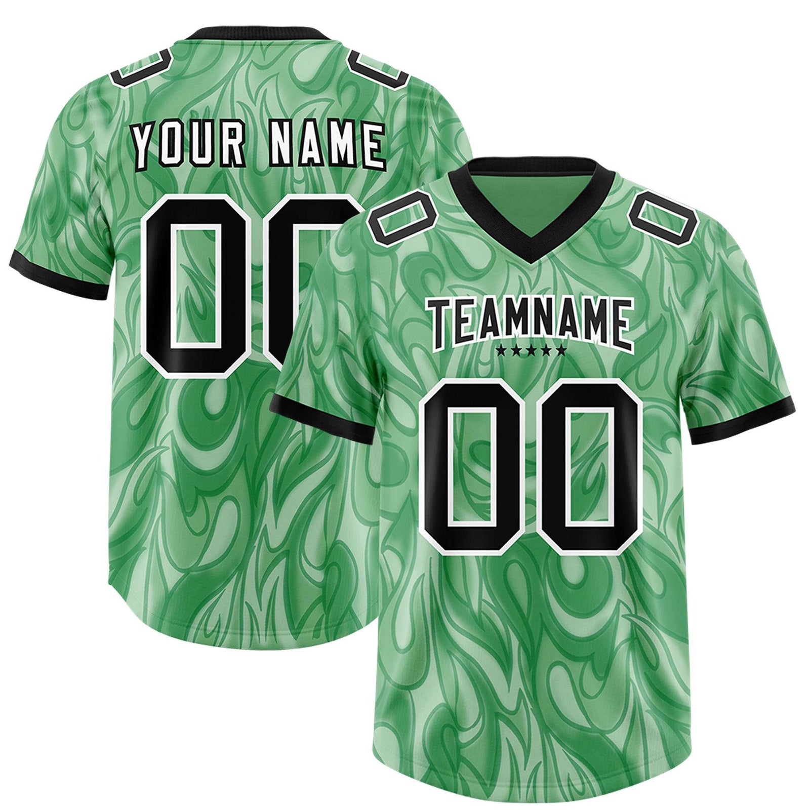 Custom Green Personalized Printed Graffiti Pattern Design Authentic Football Jersey