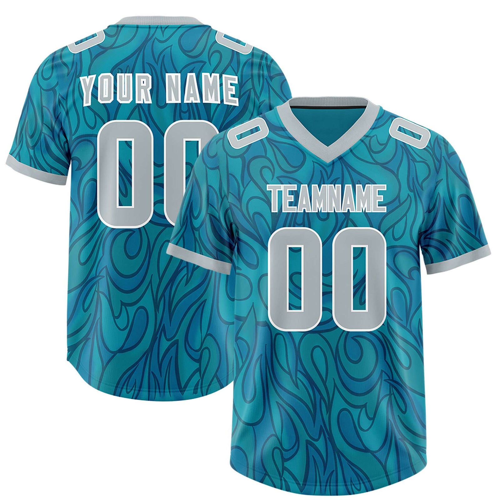 Custom Aqua Personalized Printed Graffiti Pattern Design Authentic Football Jersey