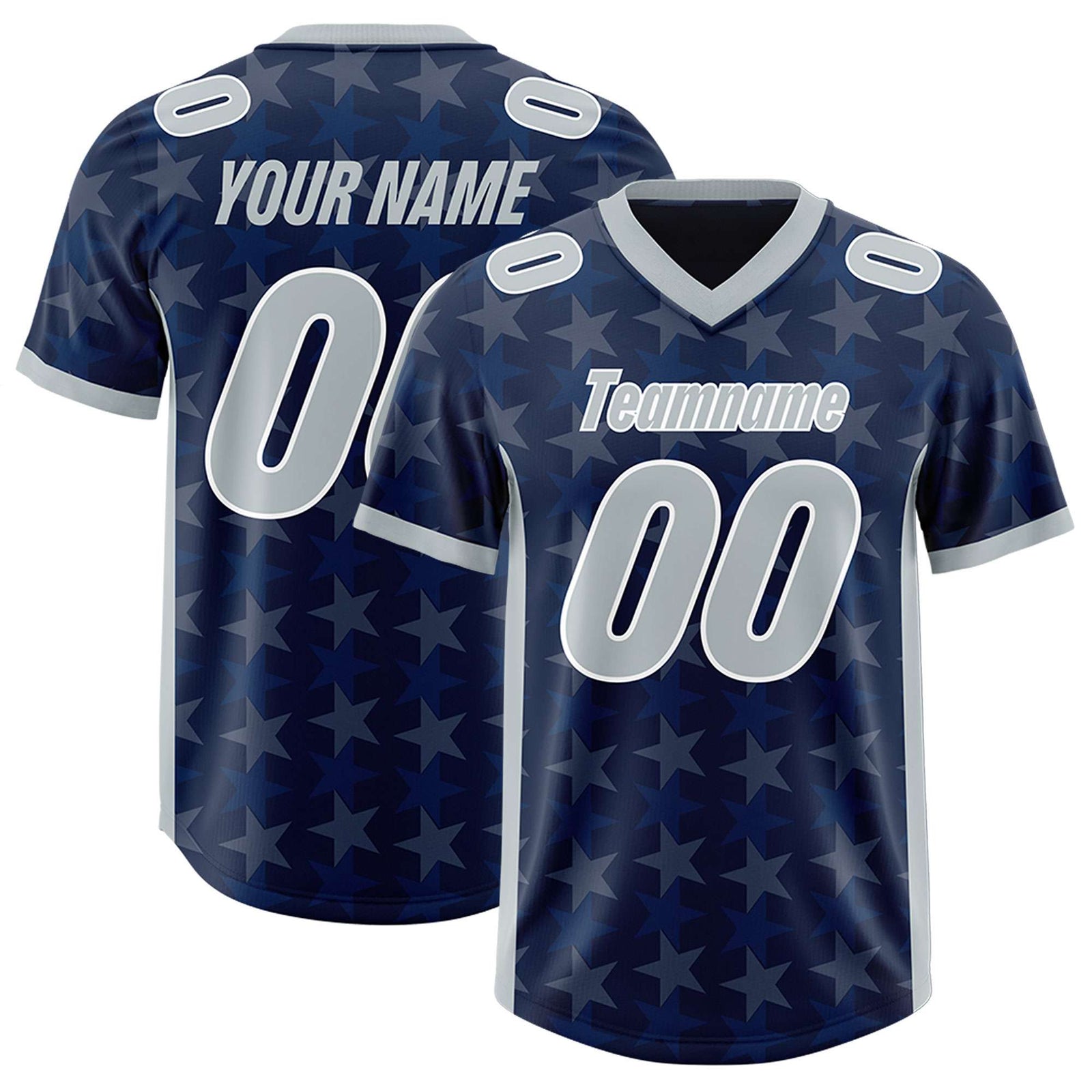 Custom Navy Grey Personalized All Star Graffiti Pattern Authentic Football Jersey