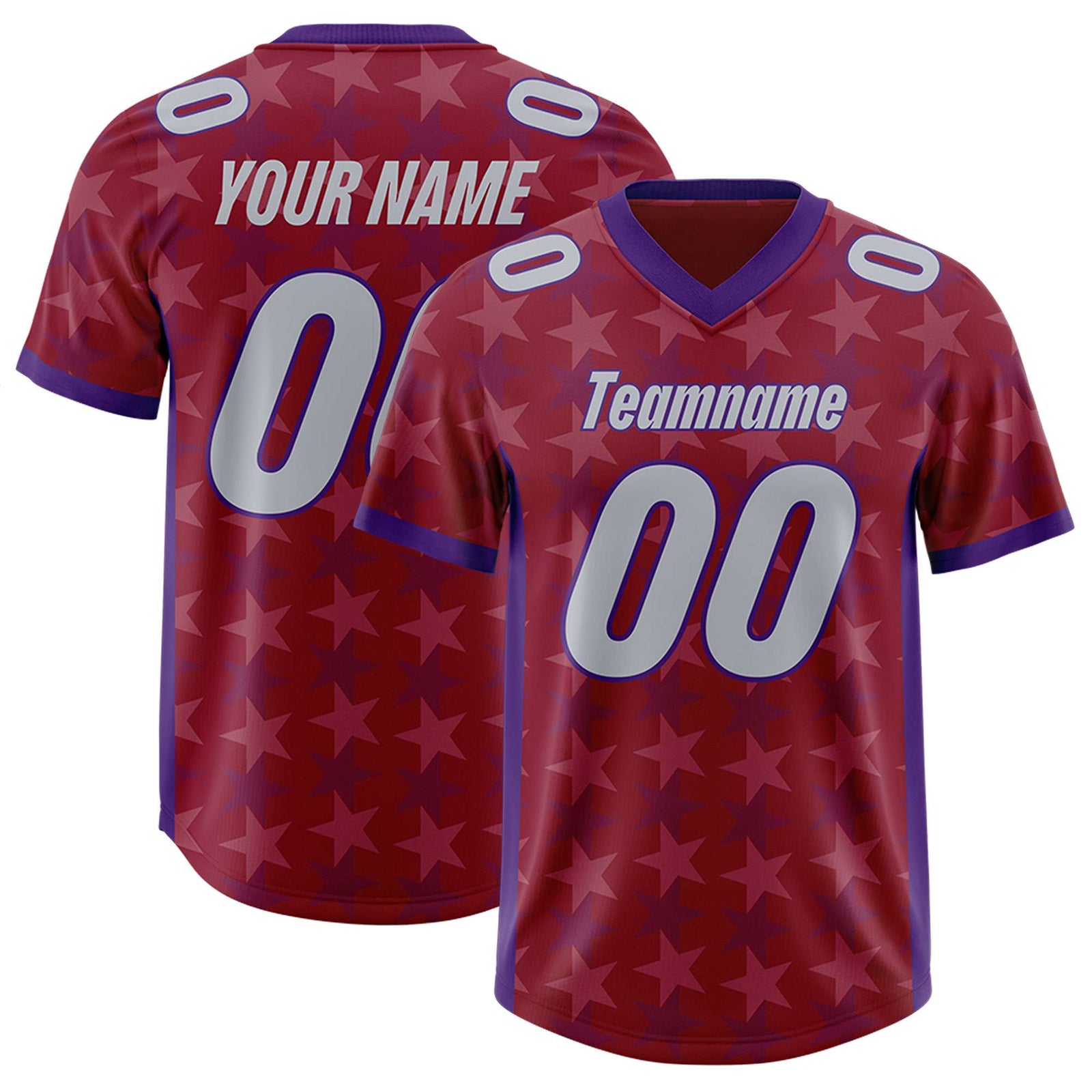 Custom Crimson Purple Personalized All Star Graffiti Pattern Authentic Football Jersey