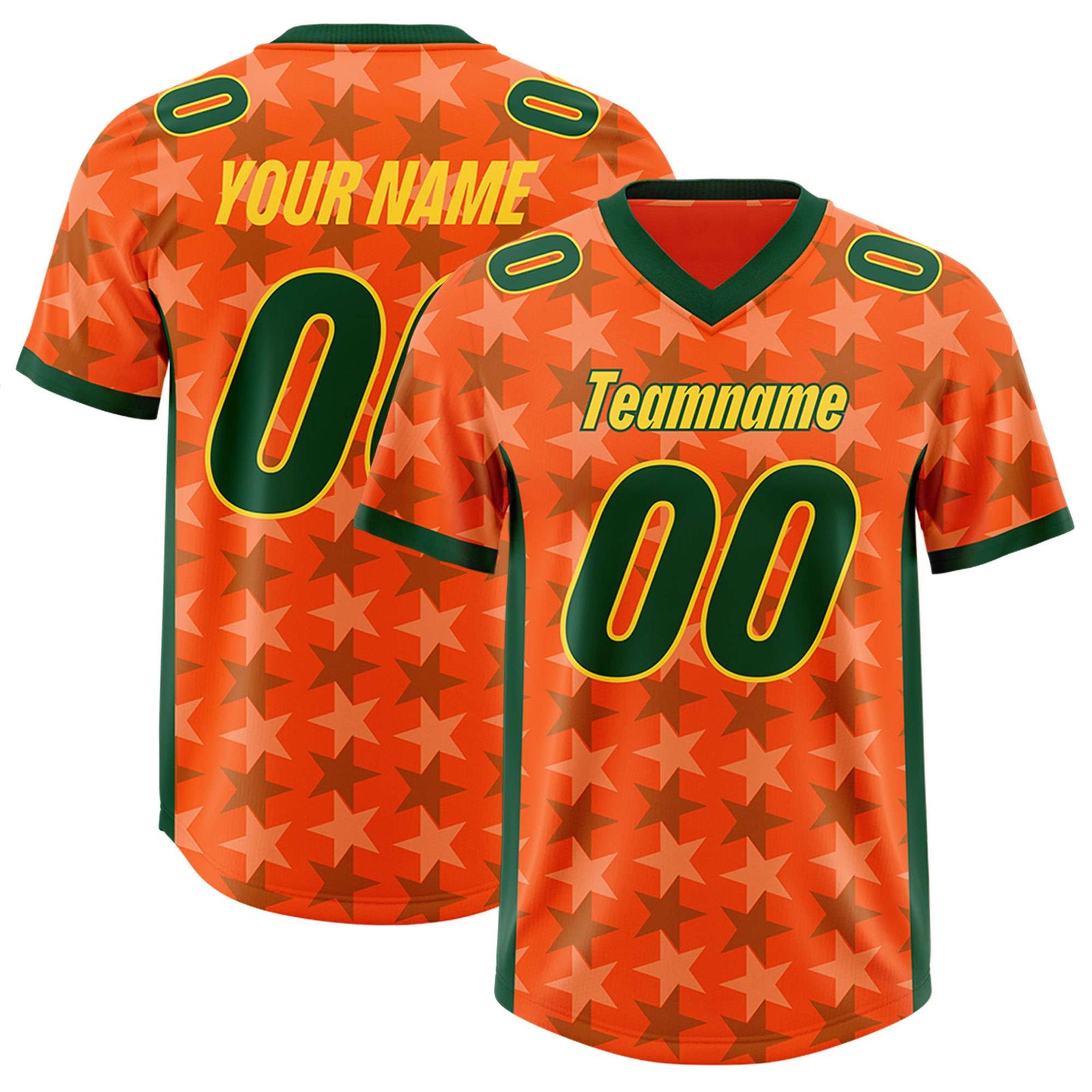 Custom Orange Green Personalized All Star Graffiti Pattern Authentic Football Jersey