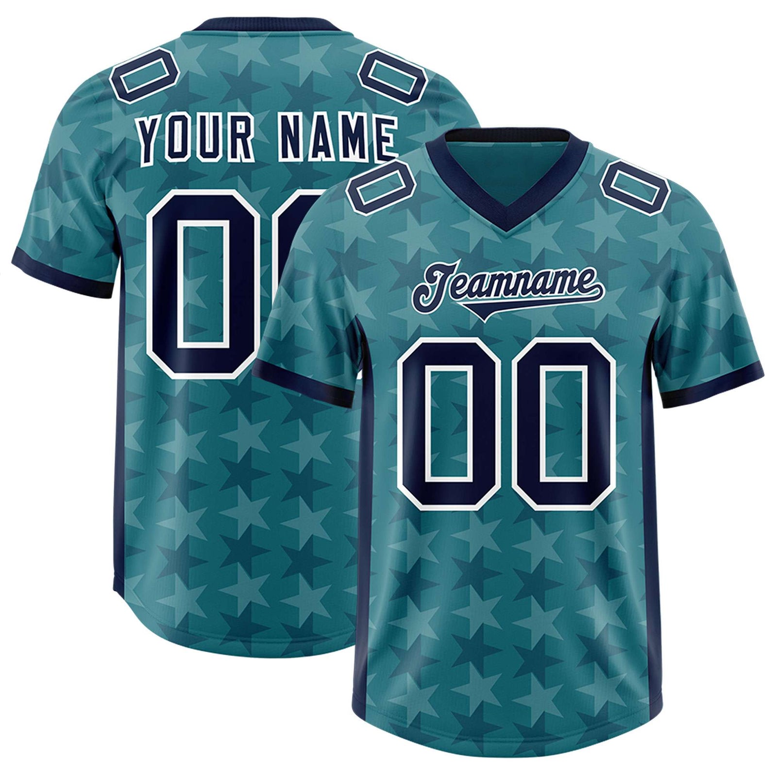 Custom Aqua Navy Personalized All Star Graffiti Pattern Authentic Football Jersey