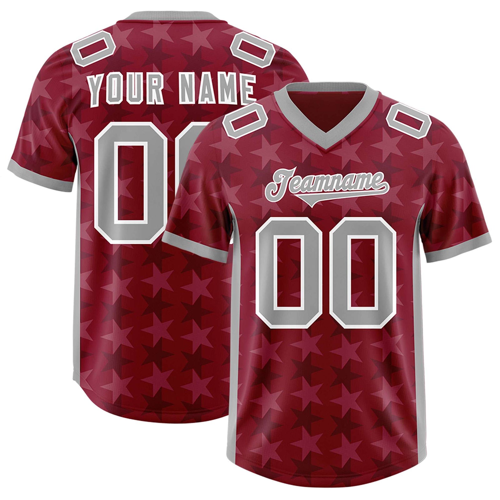 Custom Crimson Grey Personalized All Star Graffiti Pattern Authentic Football Jersey