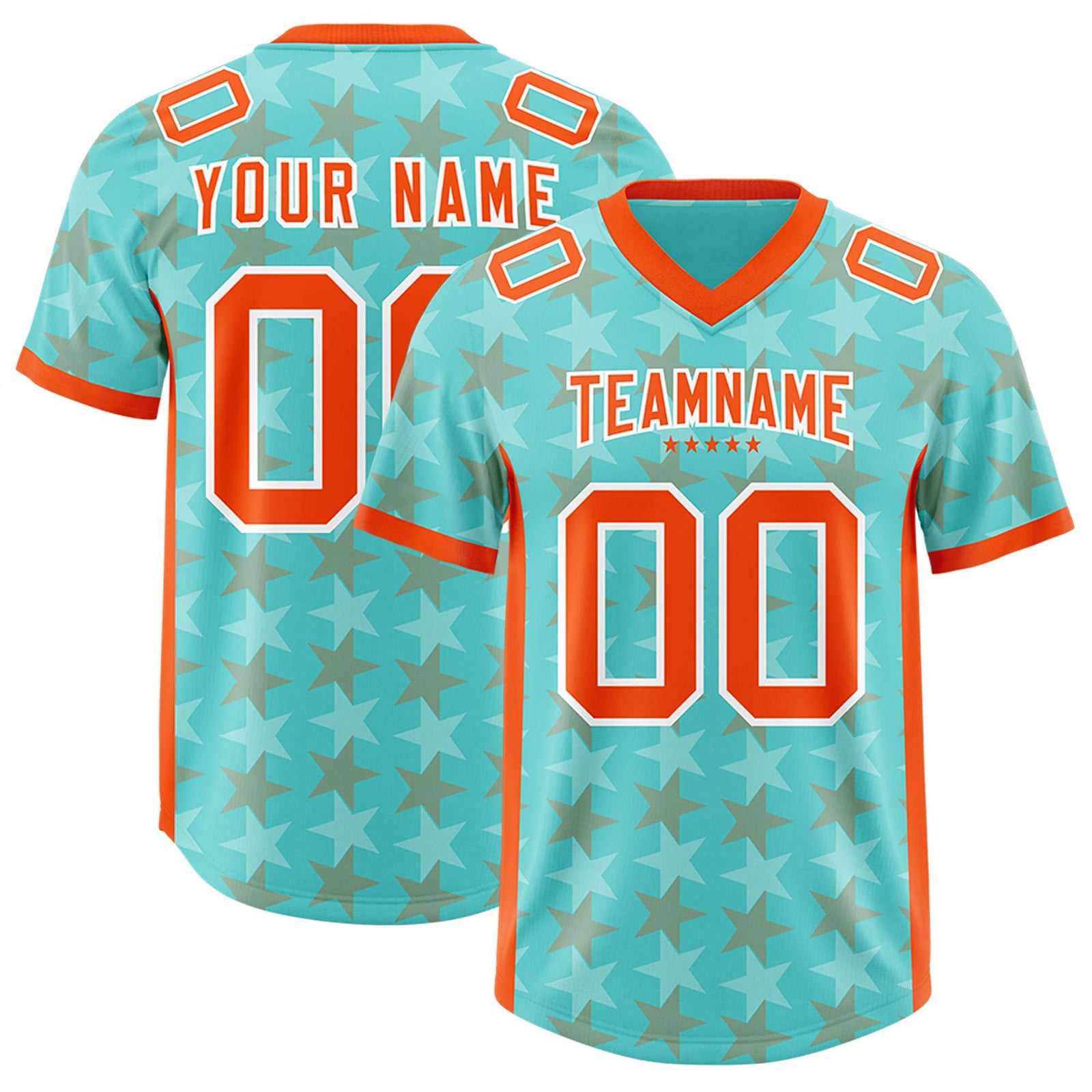 Custom Bright Green Orange Personalized All Star Graffiti Pattern Authentic Football Jersey