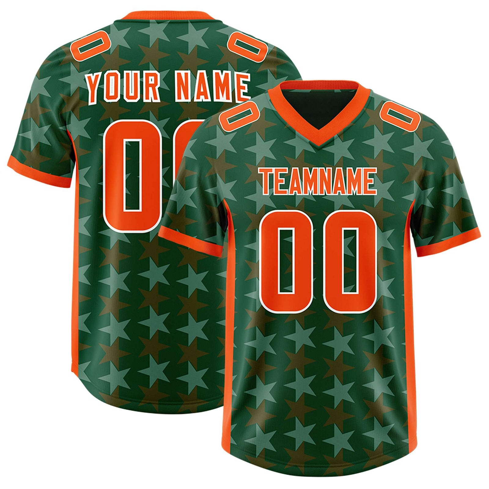 Custom Green Orange Personalized All Star Graffiti Pattern Authentic Football Jersey