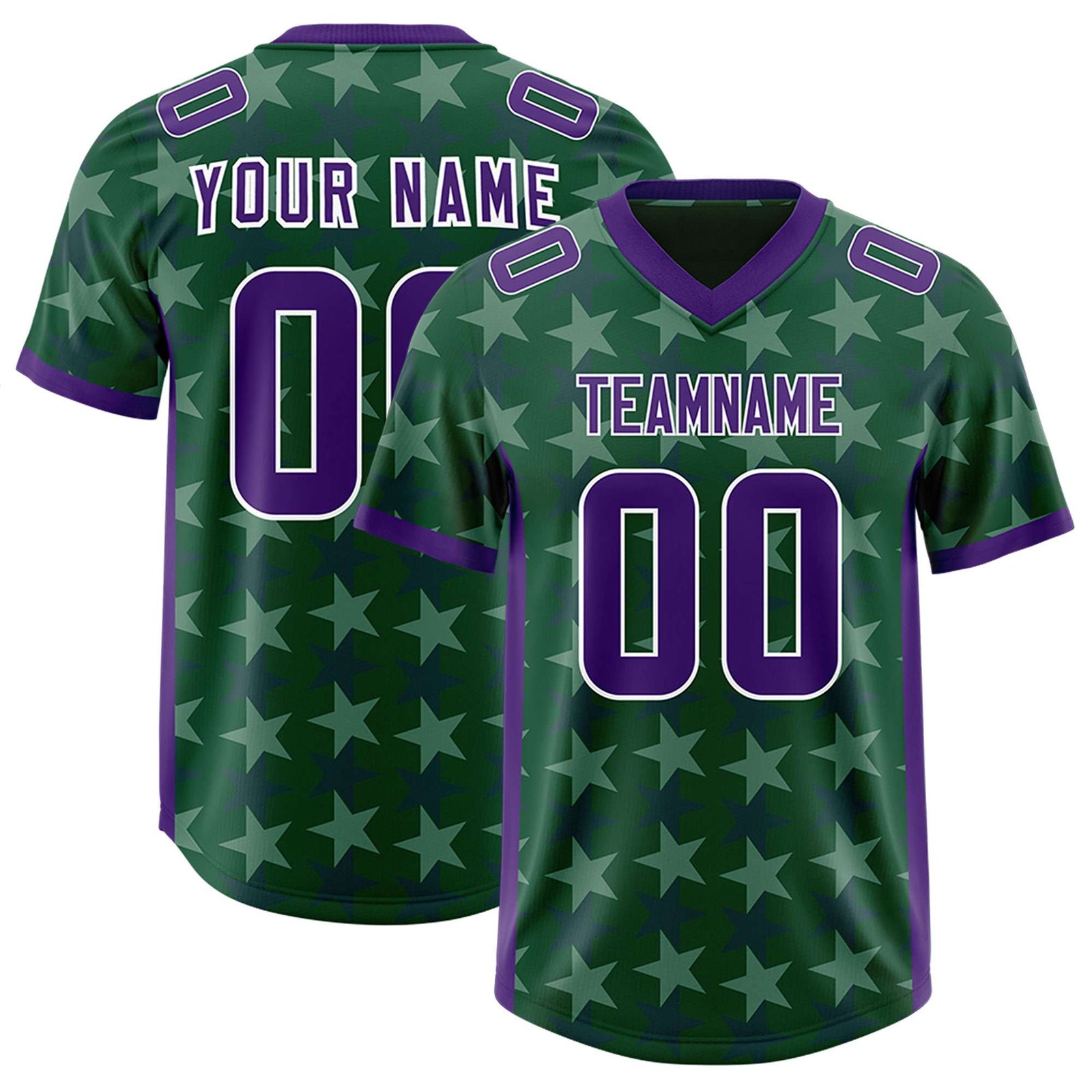 Custom Green Purple Personalized All Star Graffiti Pattern Authentic Football Jersey