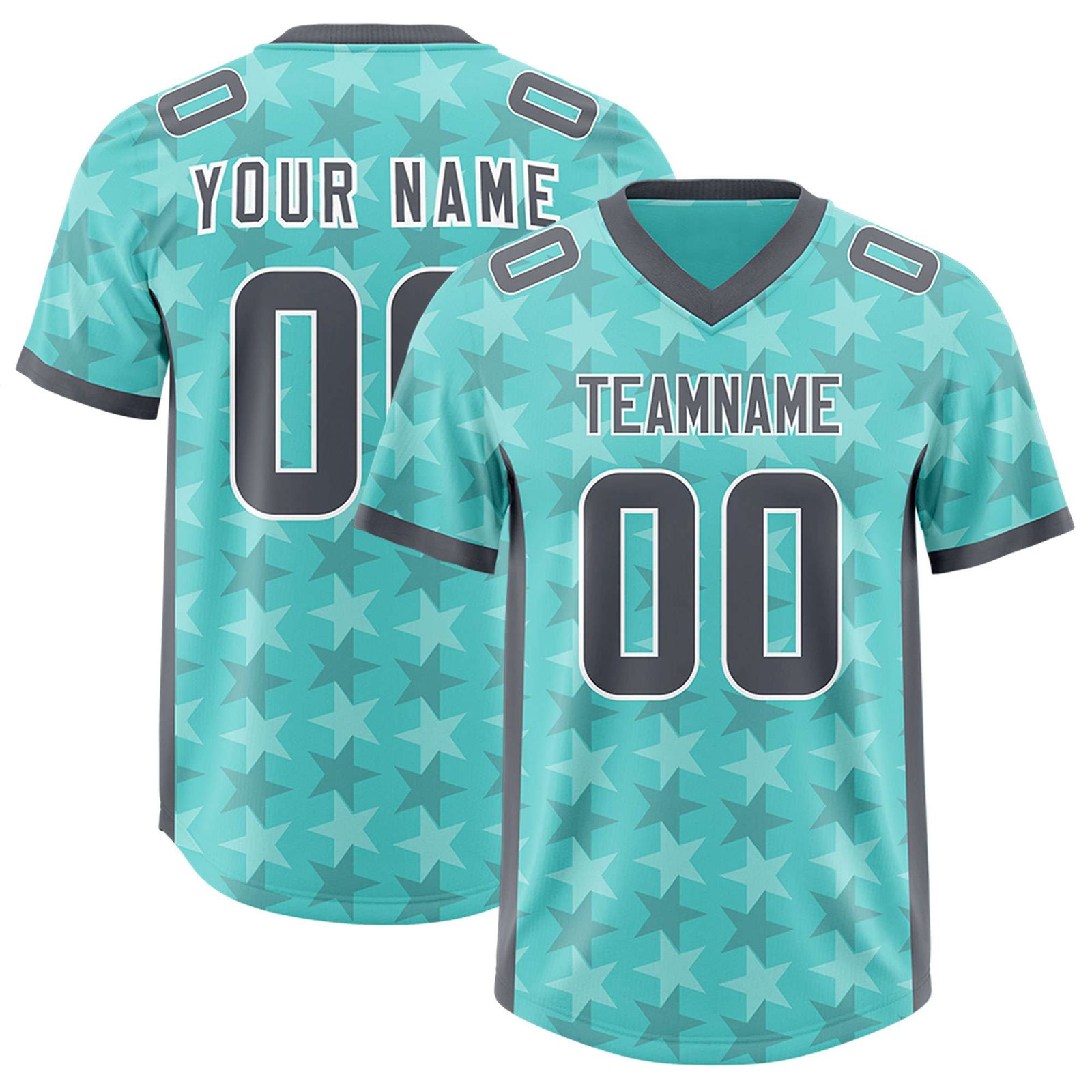Custom Bright Green Dark Gray Personalized All Star Graffiti Pattern Authentic Football Jersey