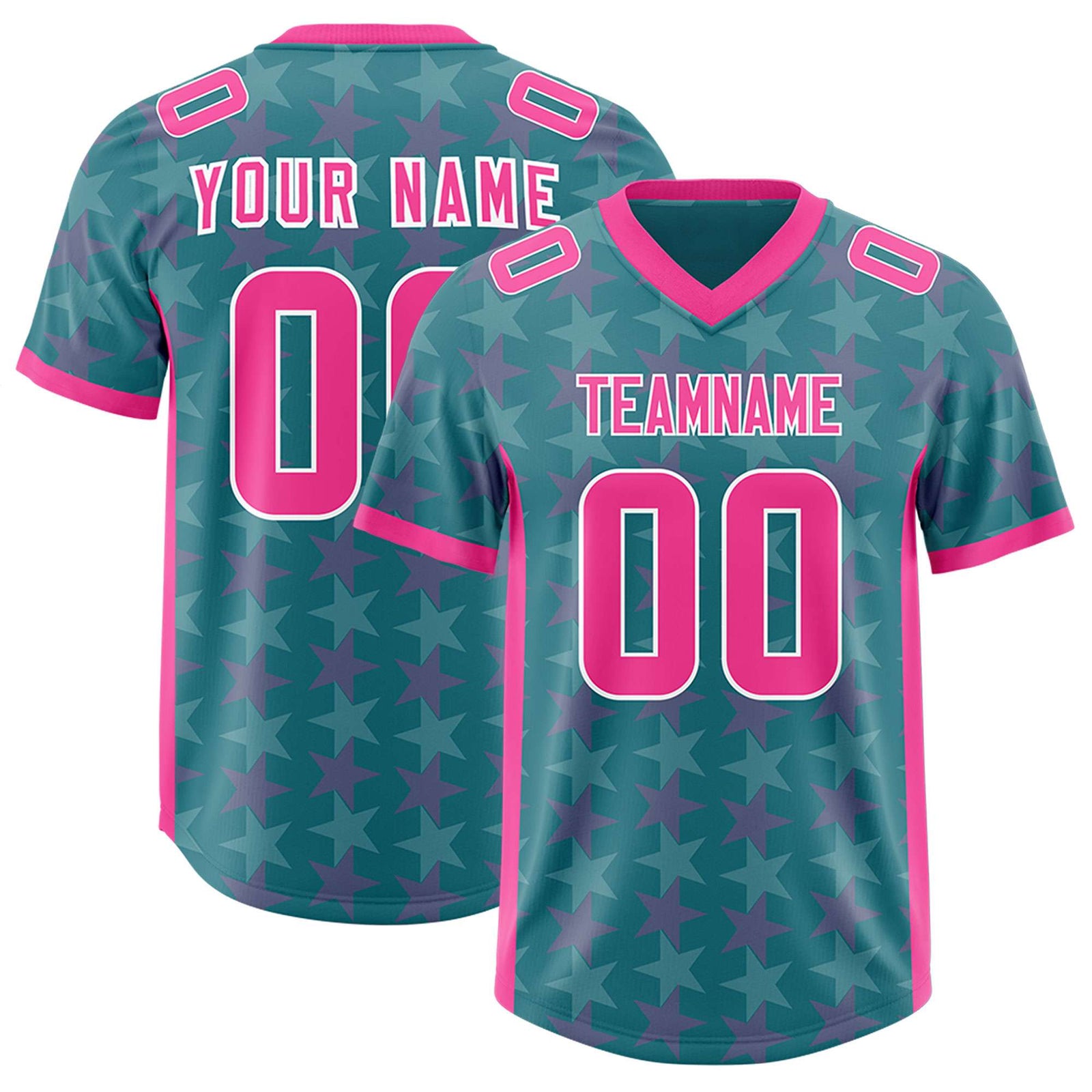 Custom Aqua Pink Personalized All Star Graffiti Pattern Authentic Football Jersey