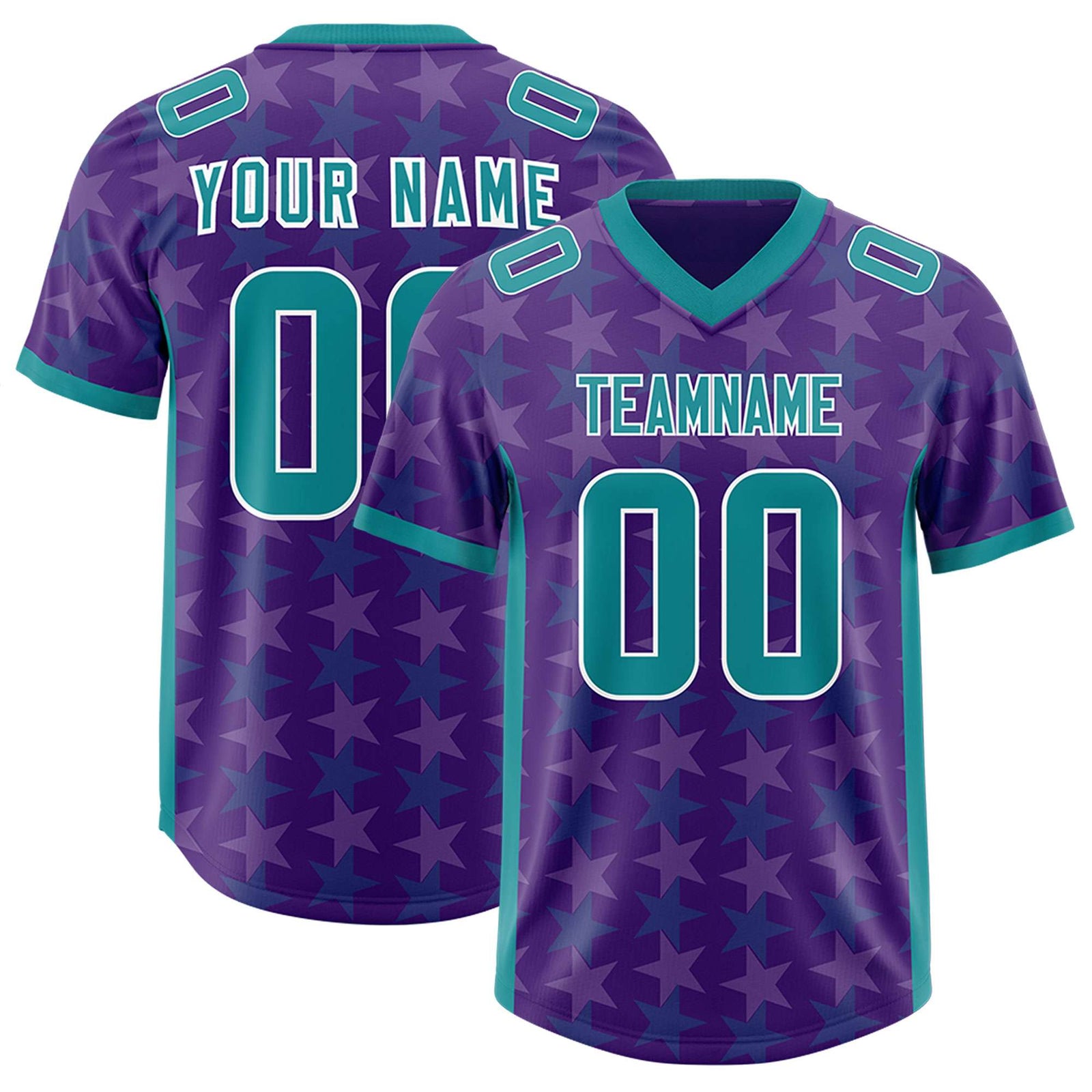 Custom Purple Aqua Personalized All Star Graffiti Pattern Authentic Football Jersey