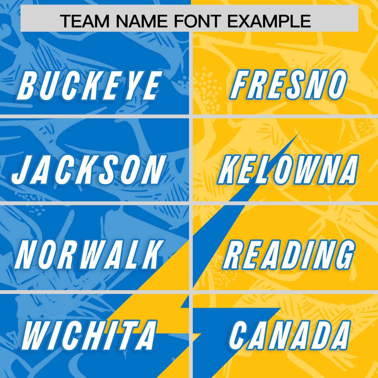 Custom Panther Blue Yellow Split Personalized Lightning Pattern Football Jersey