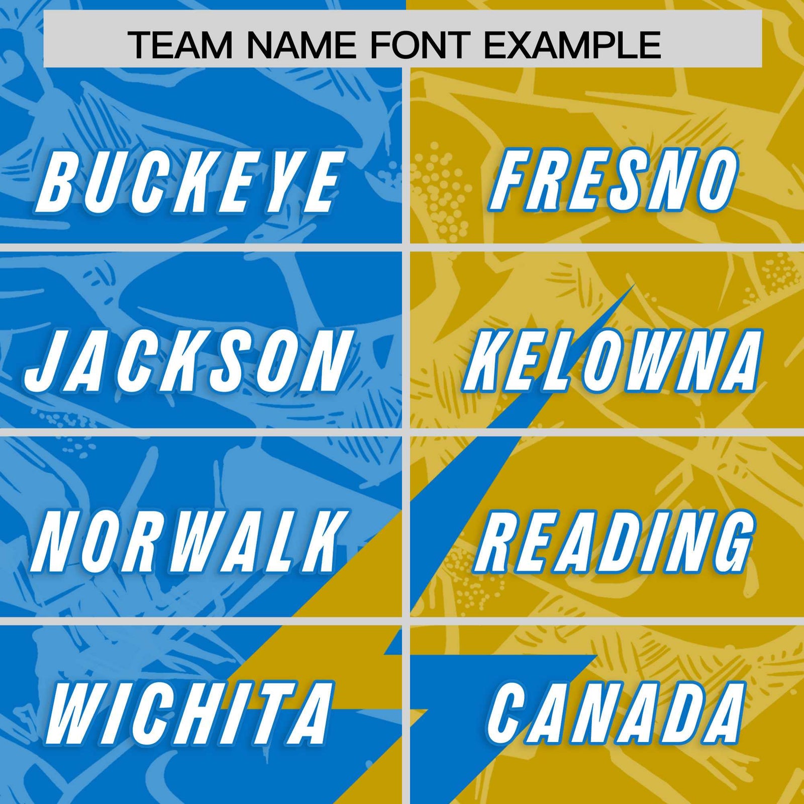 Custom Panther Blue Old Gold Split Personalized Lightning Pattern Football Jersey