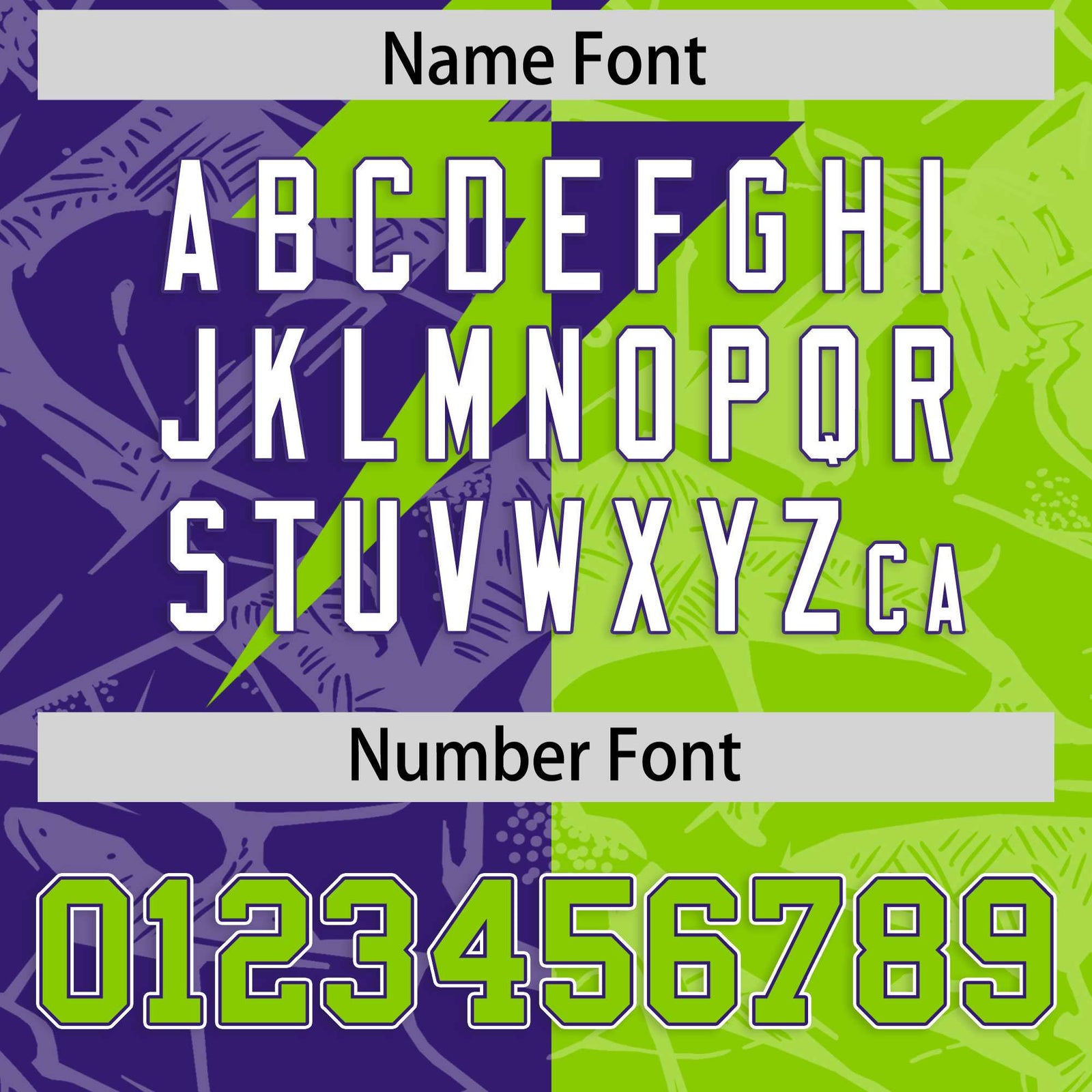 Custom Neon Green Purple Split Personalized Lightning Pattern Football Jersey