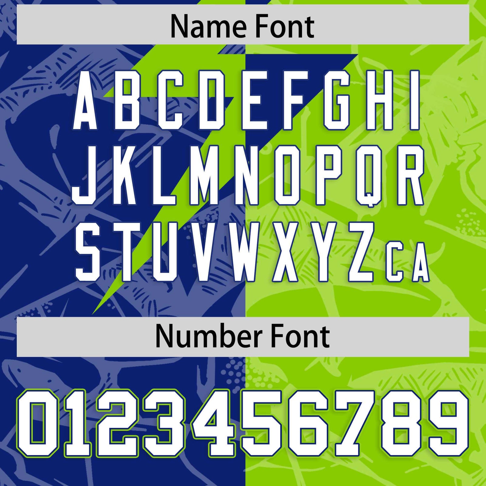 Custom Royal Neon Green Split Personalized Lightning Pattern Football Jersey