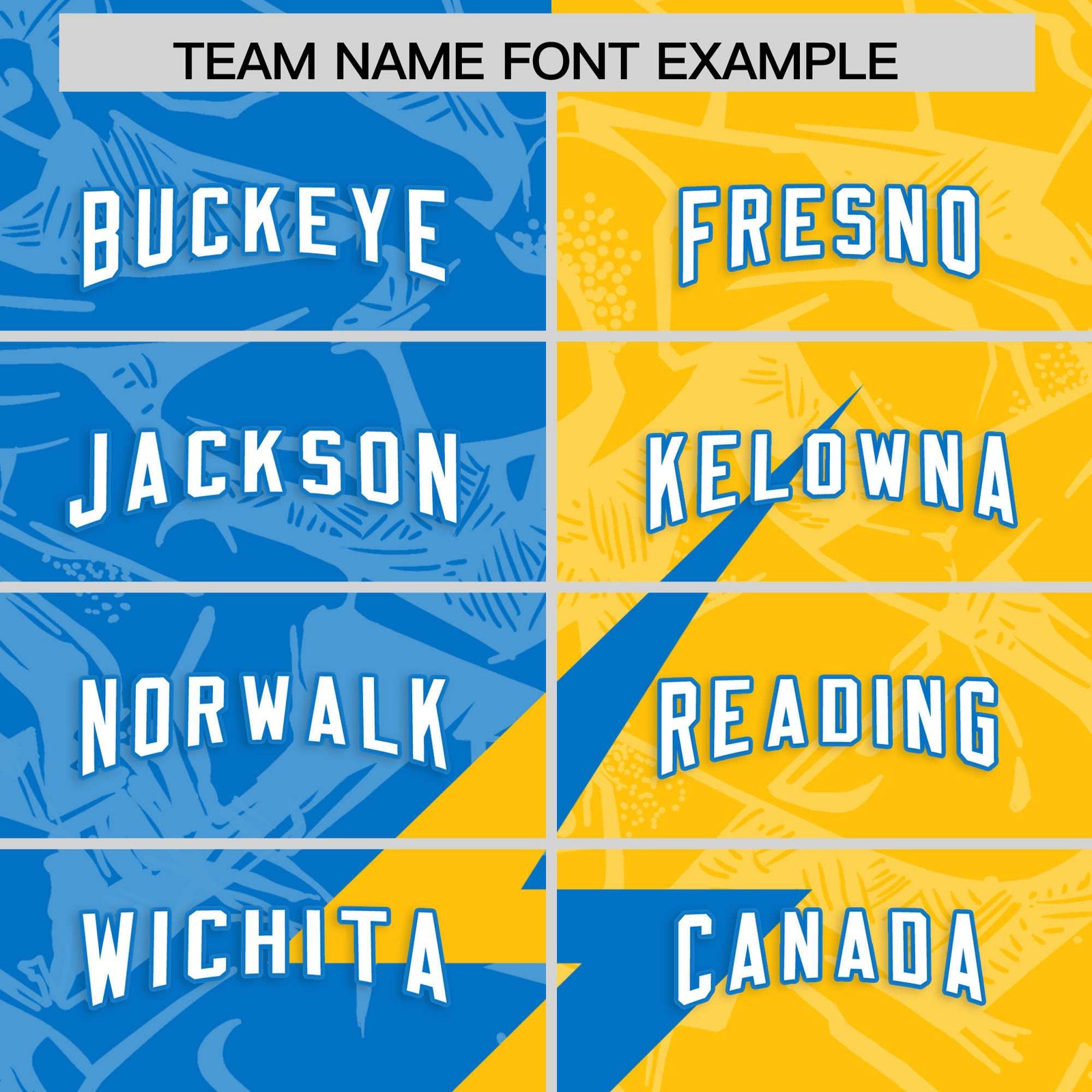 Custom Panther Blue Yellow Split Personalized Lightning Pattern Football Jersey