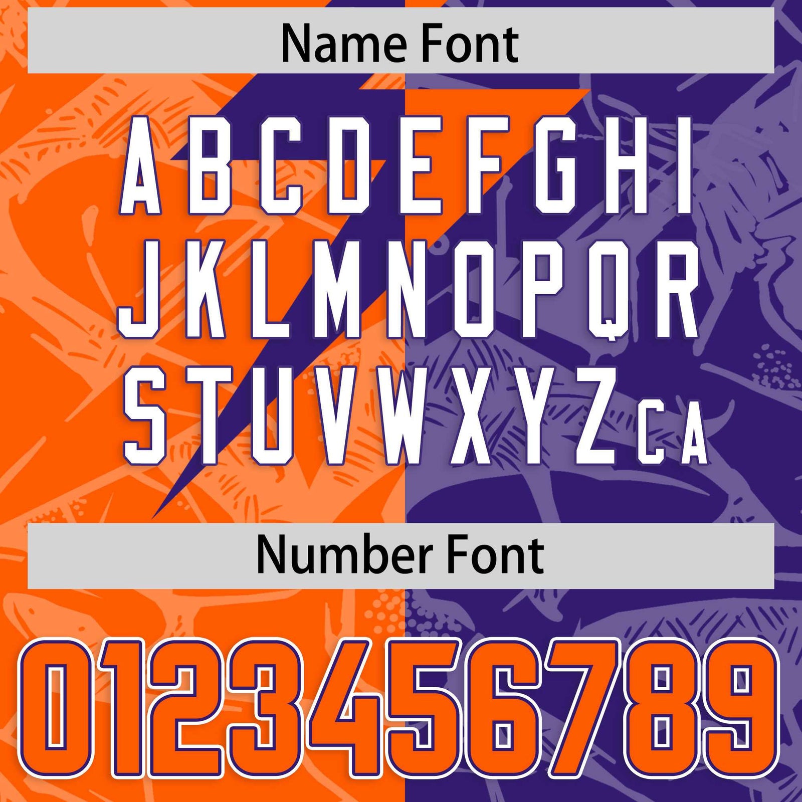 Custom Orange Purple Split Personalized Lightning Pattern Football Jersey