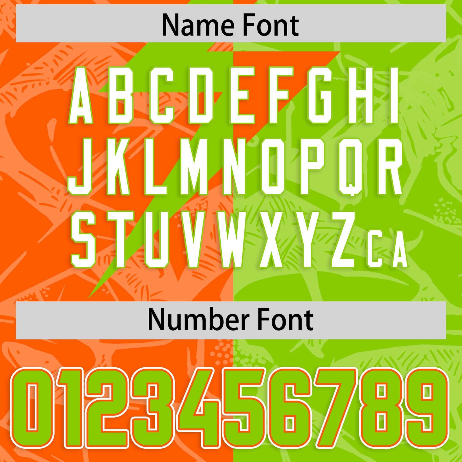 Custom Neon Green Orange Split Personalized Lightning Pattern Football Jersey